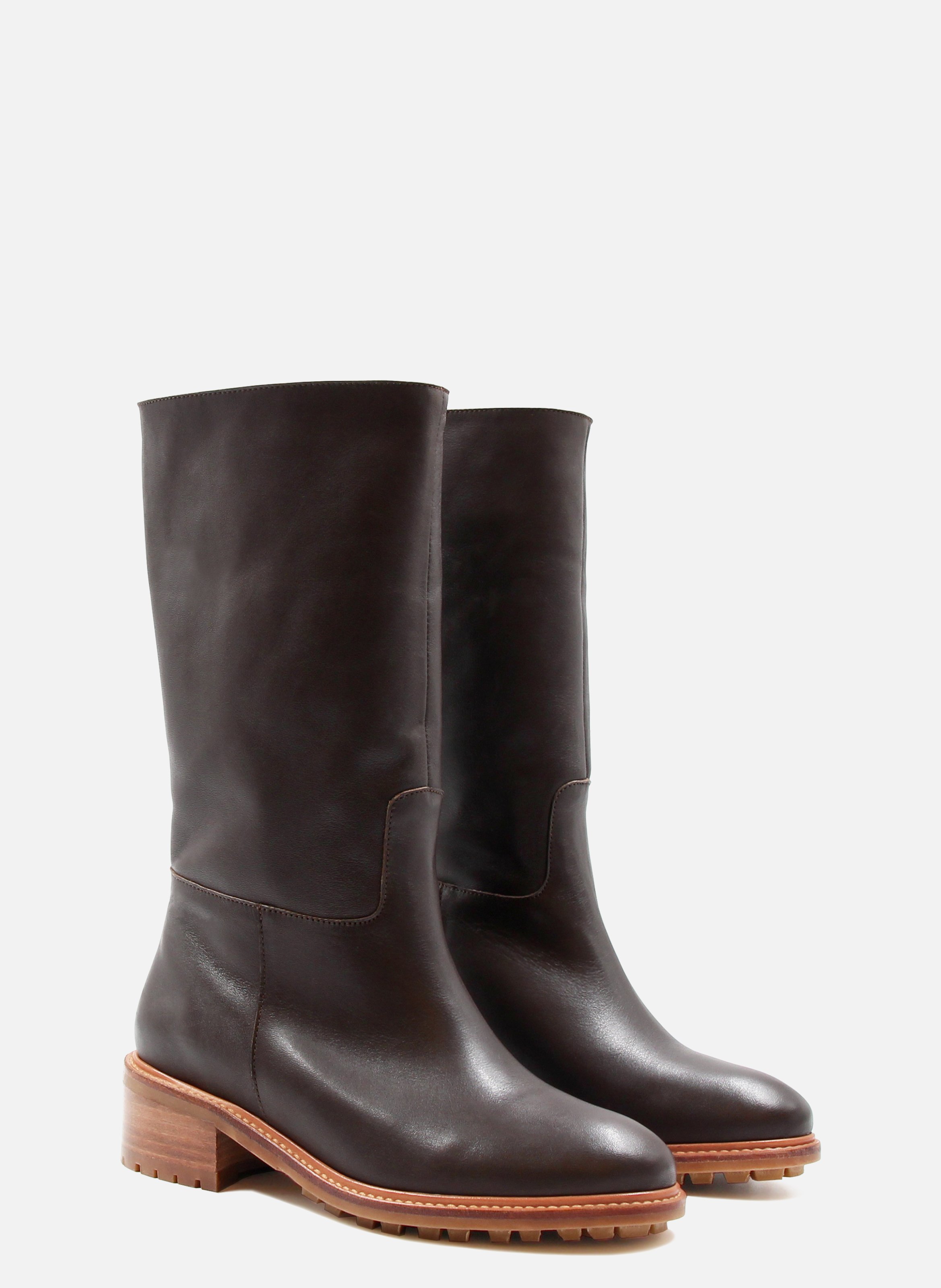 Bottes fourrées cuir lisse JULES & JENN Marron