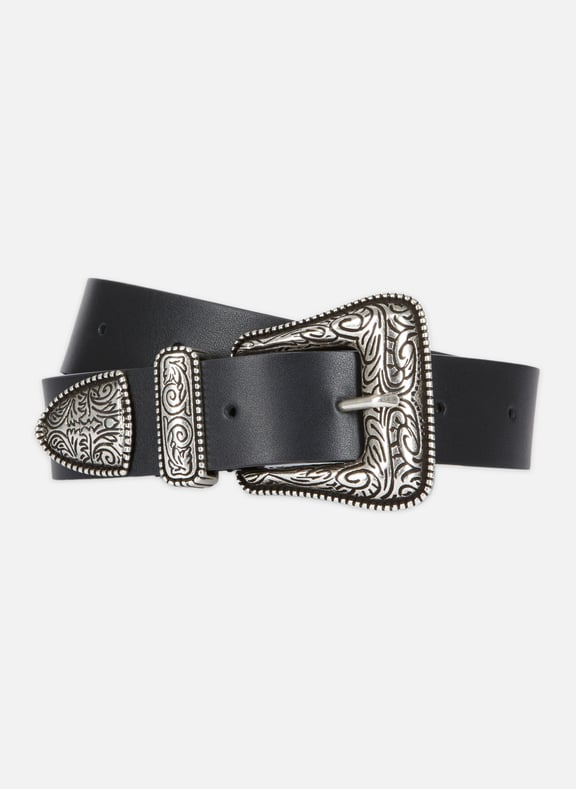 Ceinture en cuir boucle western unisexe Noir by THE KOOPLES THE KOOPLES Ceinture en cuir boucle western unisexe Noir