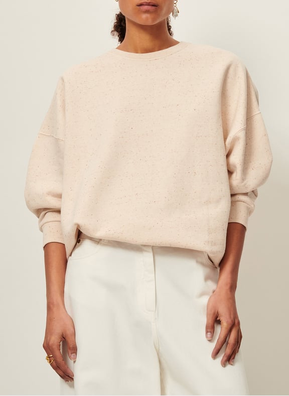 Sweat col rond oversize en coton mélangé chebbi Beige by SESSUN SESSUN Sweat col rond oversize en coton mélangé chebbi Beige
