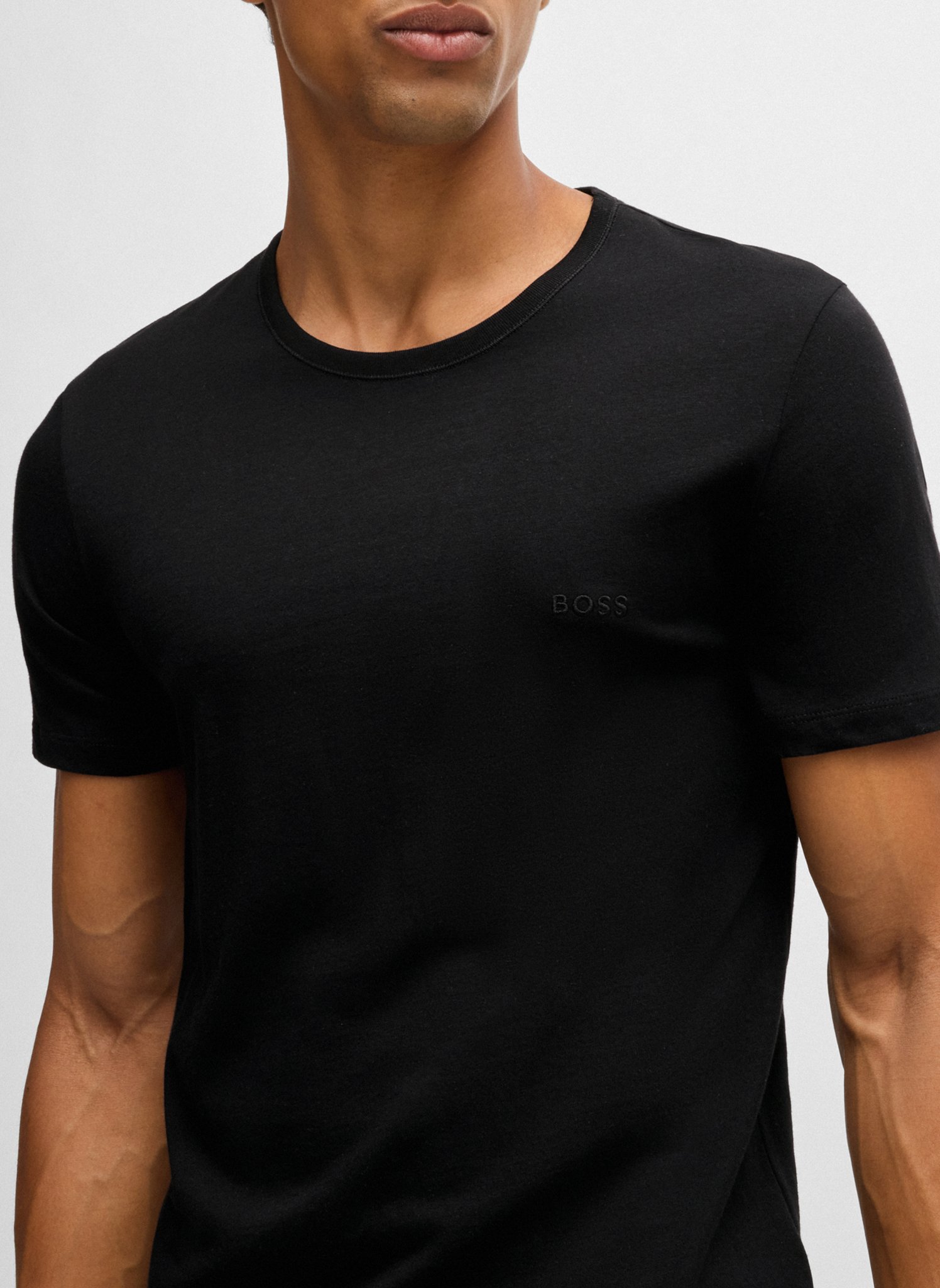 Lot de 3 tee-shirt col rond en coton BOSS Noir