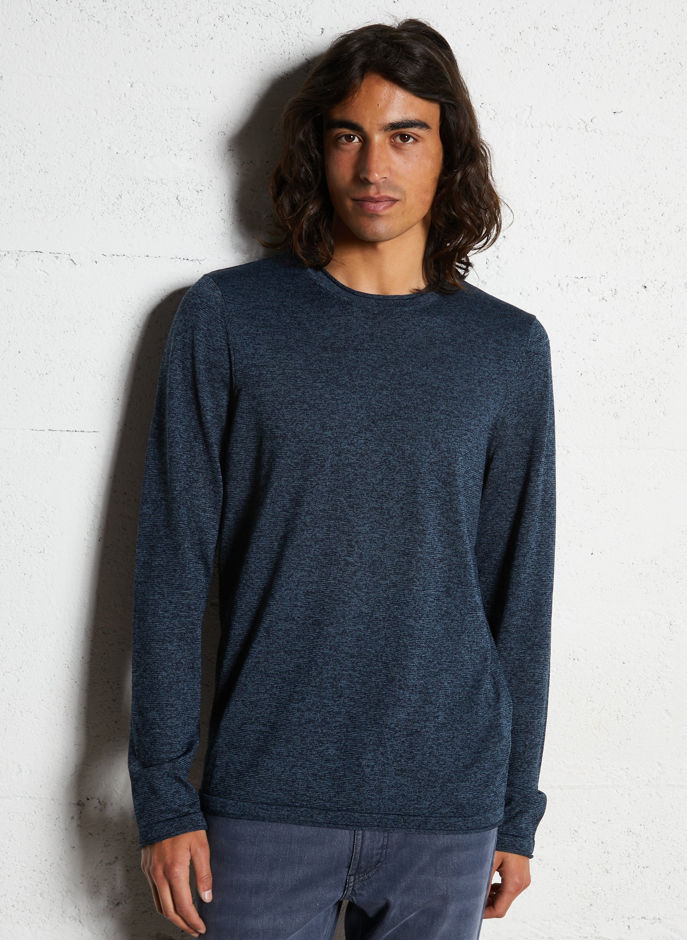 Pull droit en maille IKKS Bleu