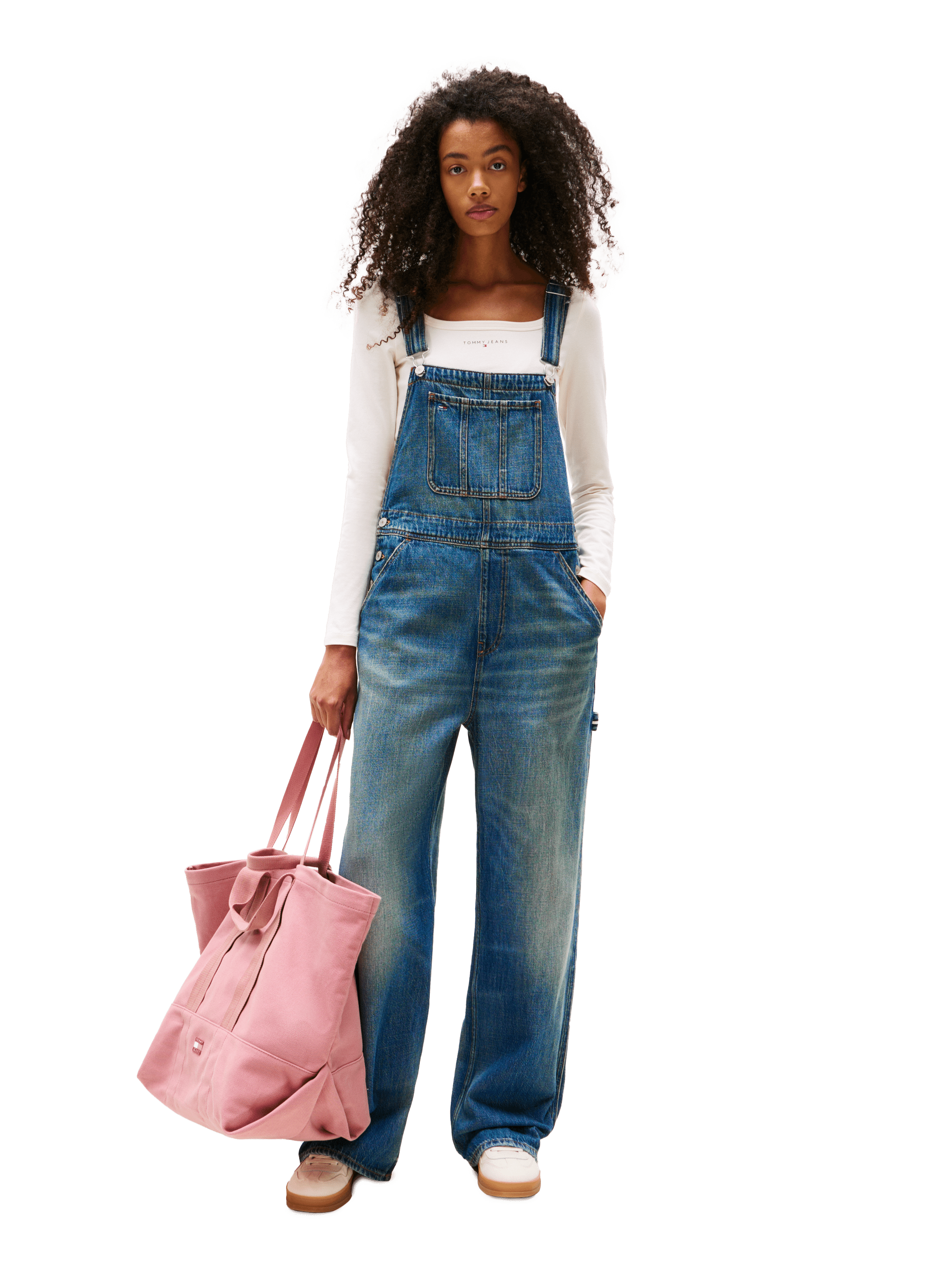 Sac cabas en toile à logo ton sur ton TOMMY HILFIGER Rose