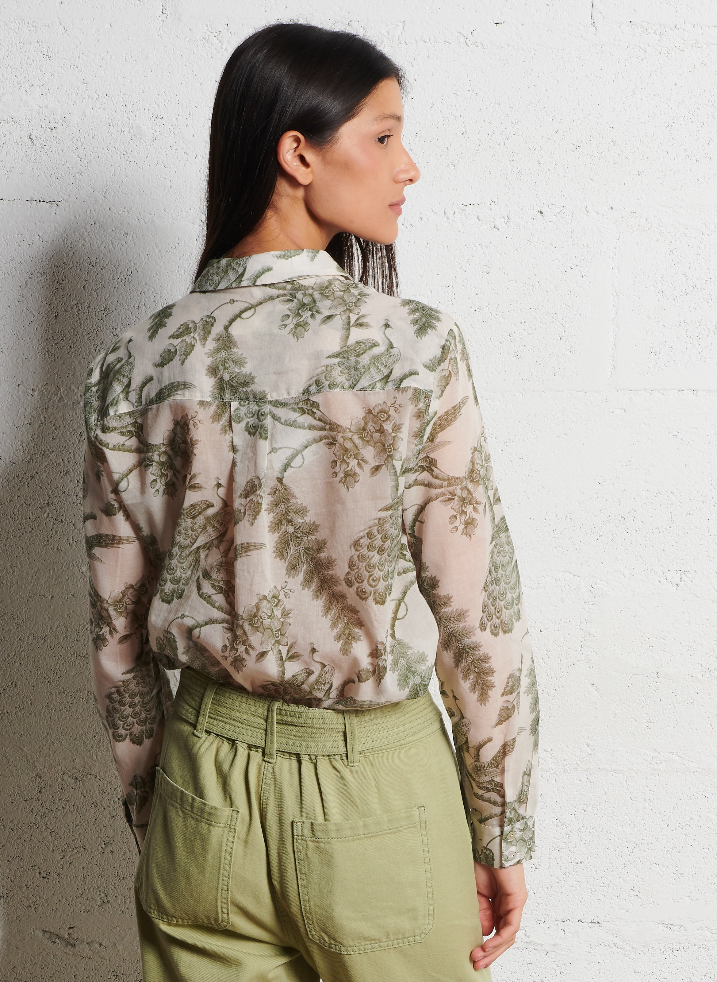 Chemise droite en coton colette MAISON 123 Kaki