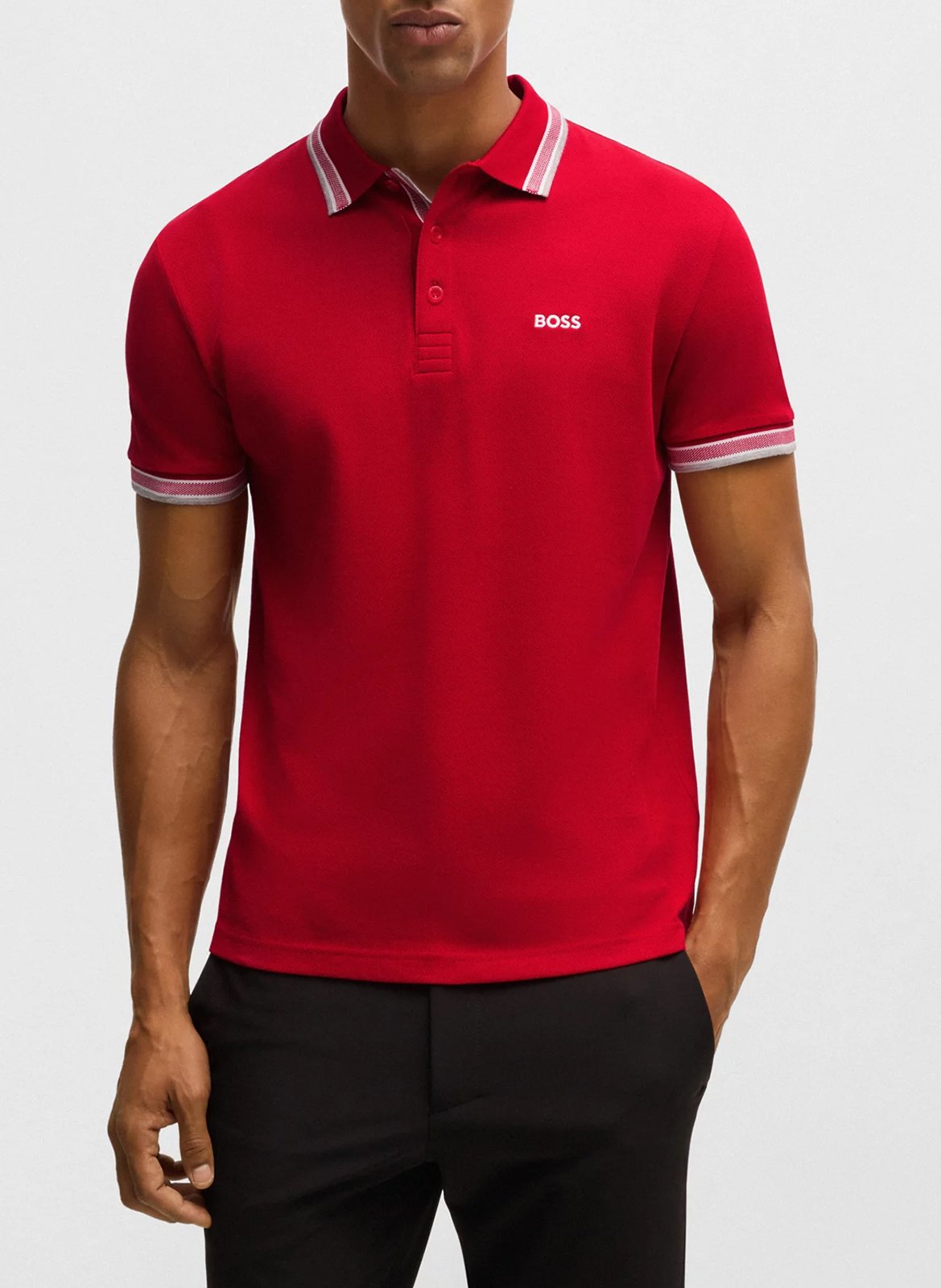 BOSS Polo regular fit en coton Rouge