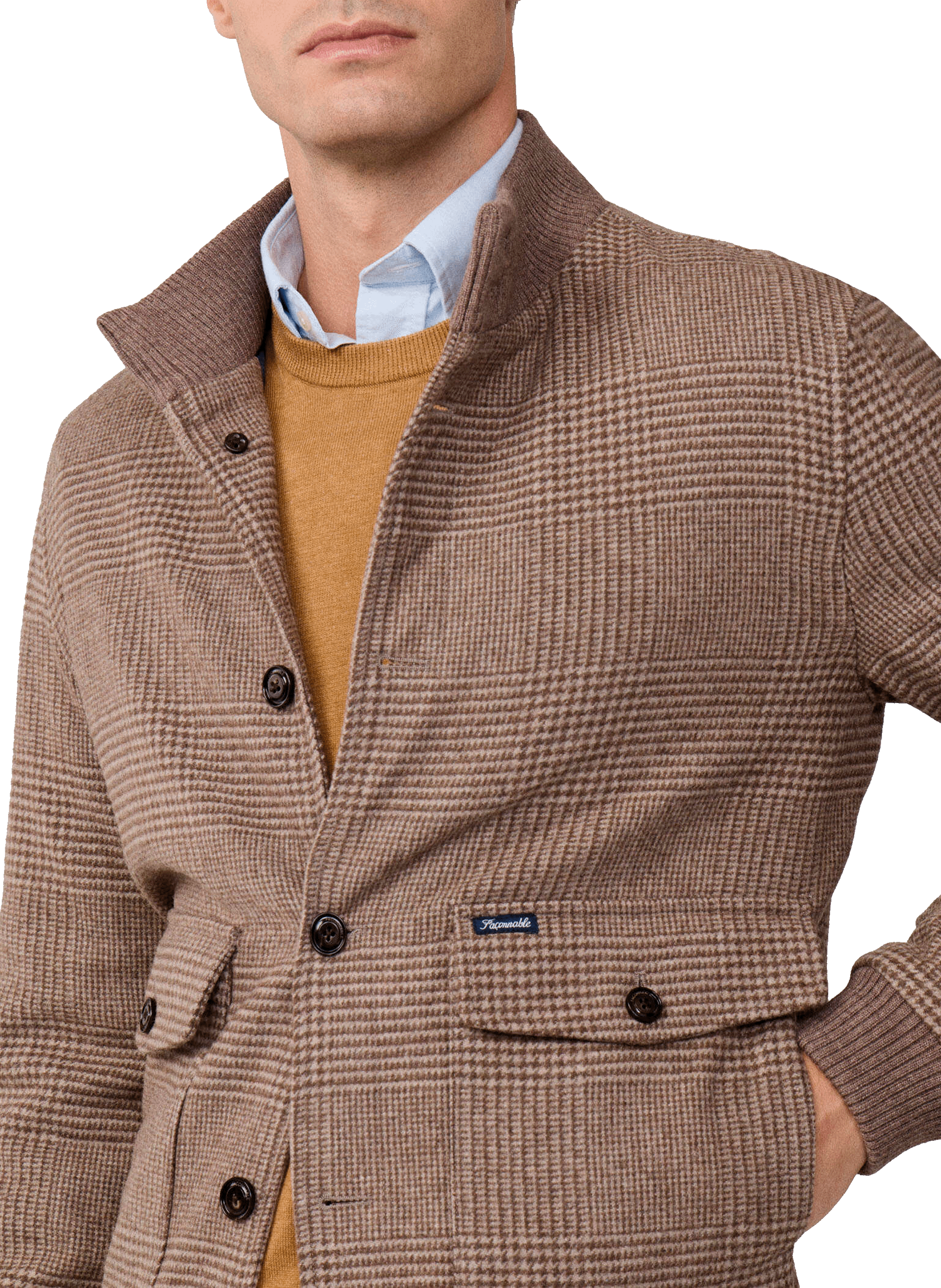 Blouson en laine mélangée Prince de Galles FACONNABLE Beige