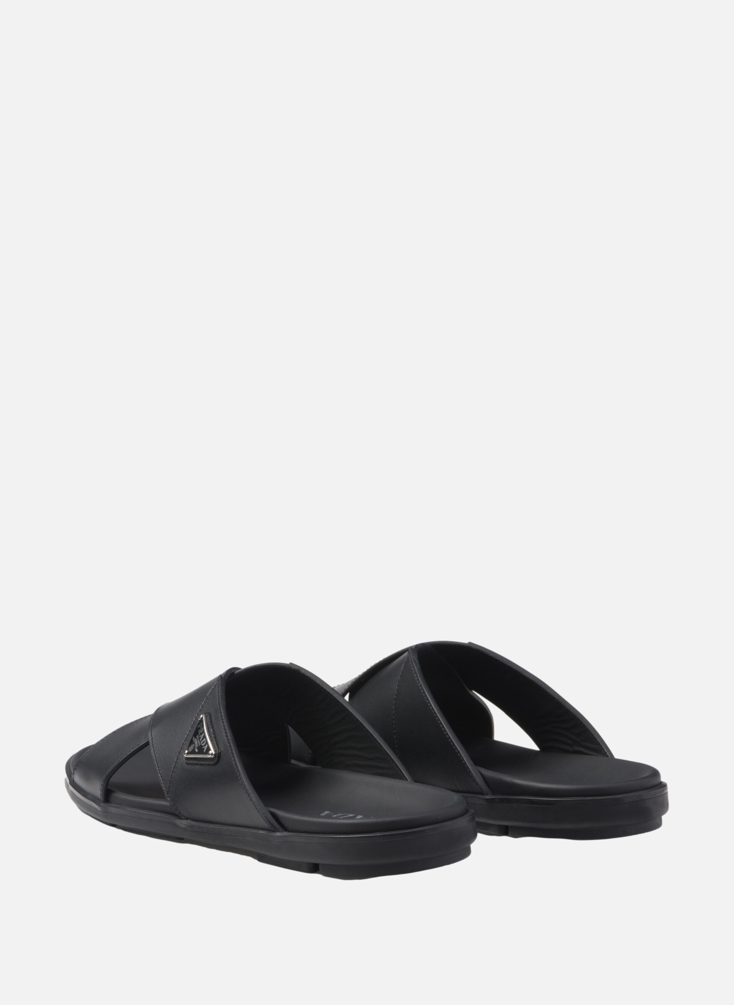 Mules croisées en cuir PRADA Noir