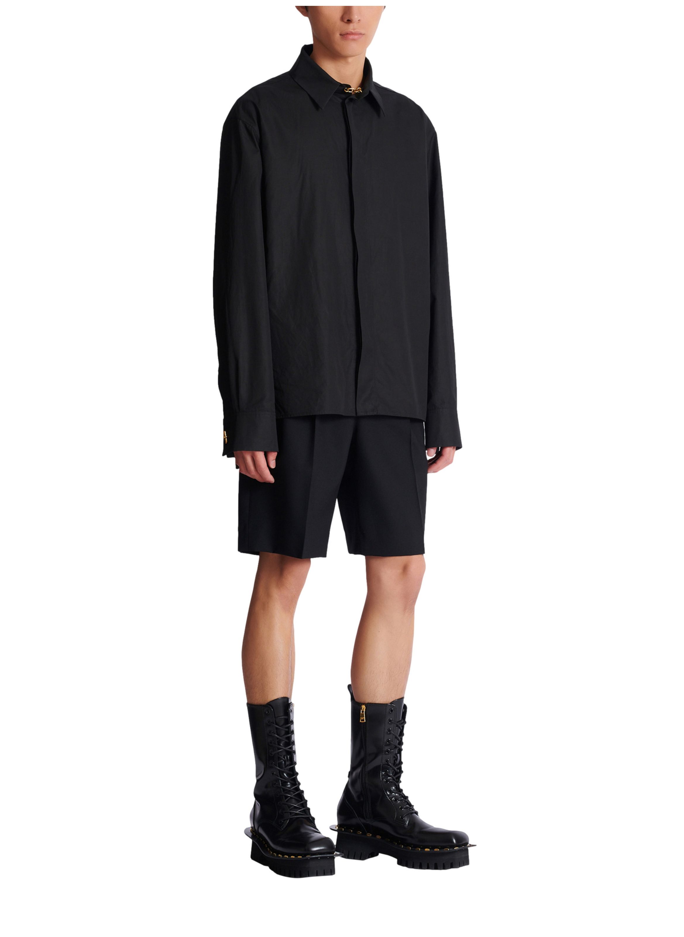 Chemise asymétrique en popeline BALMAIN Noir