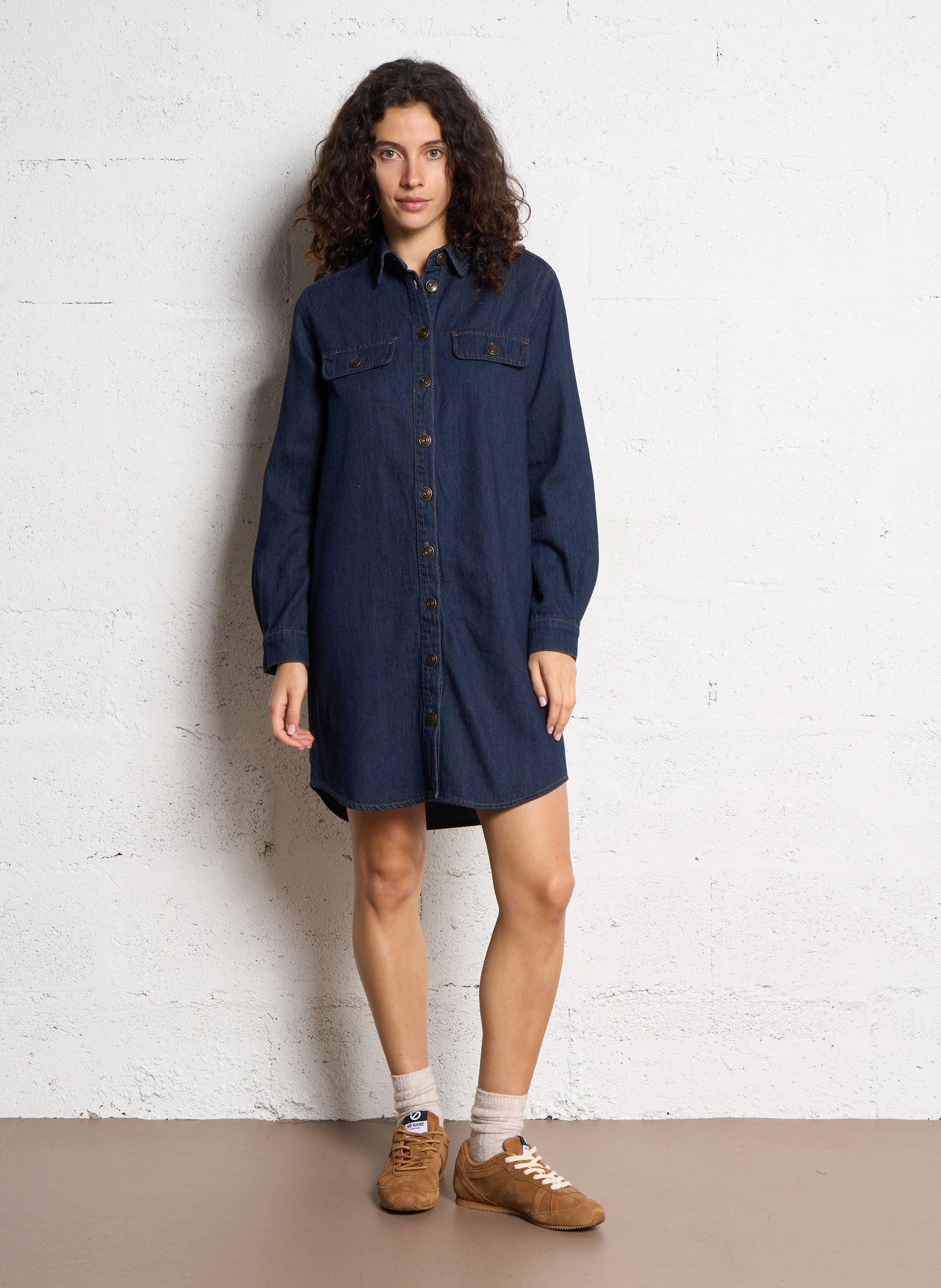 Robe chemise courte boutonnée en jean mercy MAISON 123 Bleu