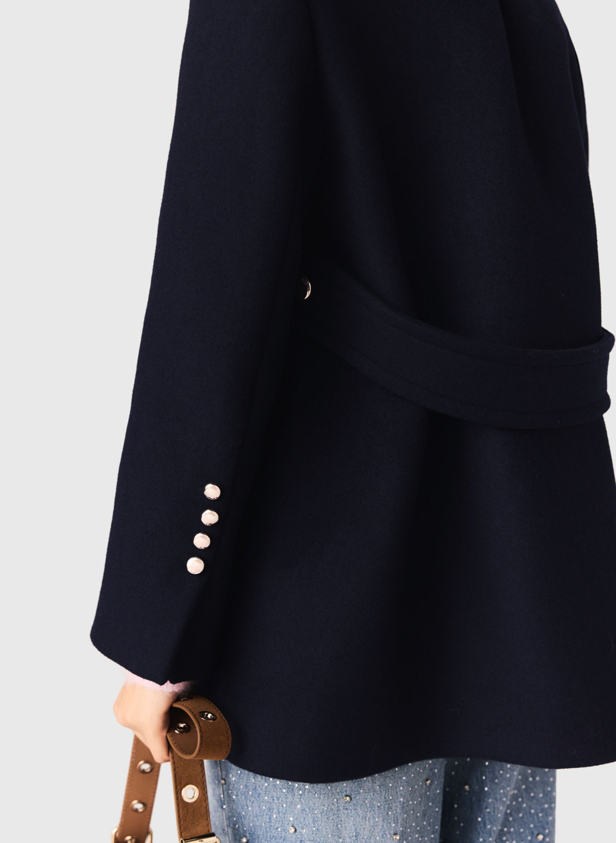 Manteau col classique en laine mélangée MAJE Bleu