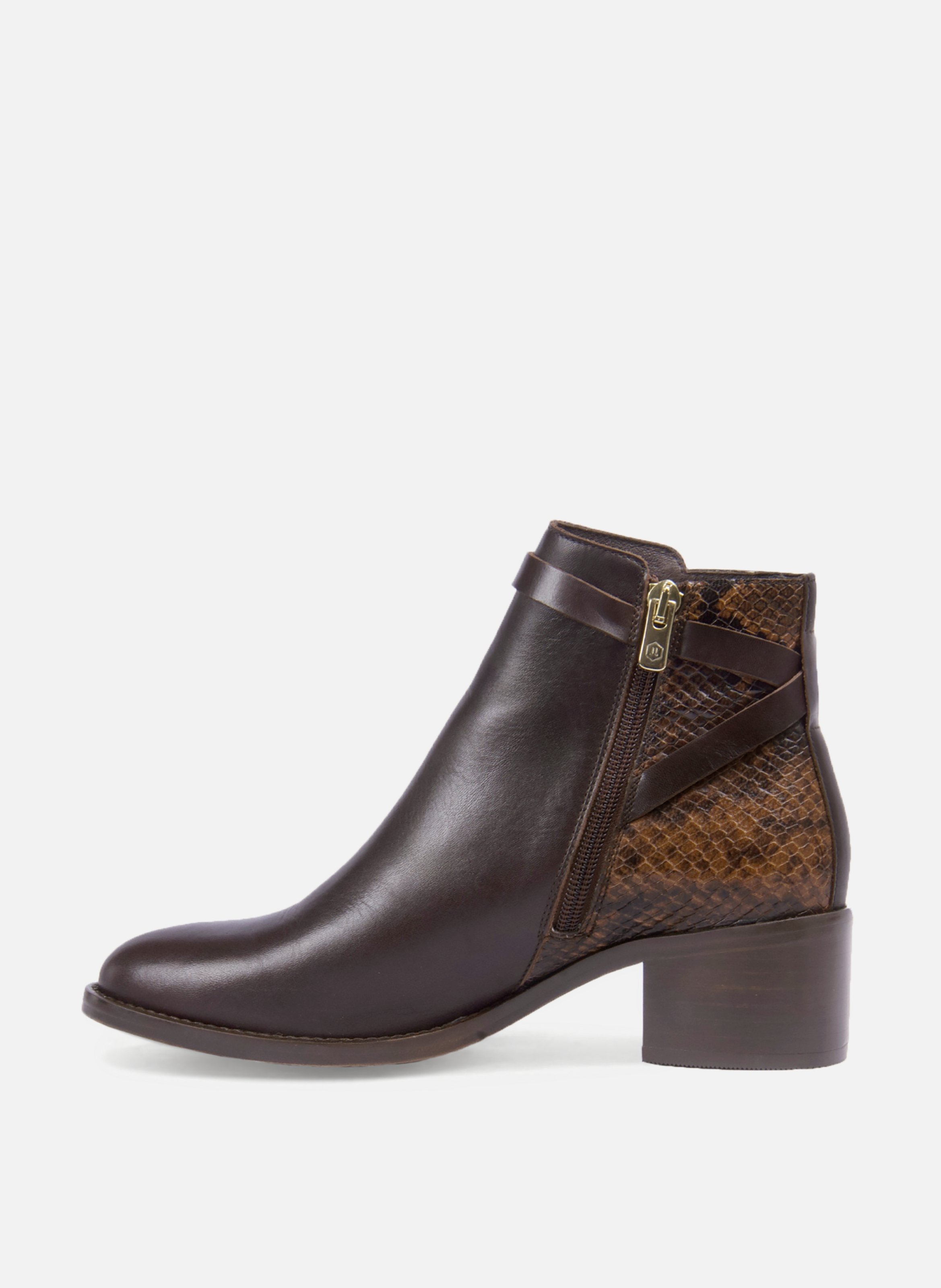Bottines cavalières cuir python JULES & JENN Marron