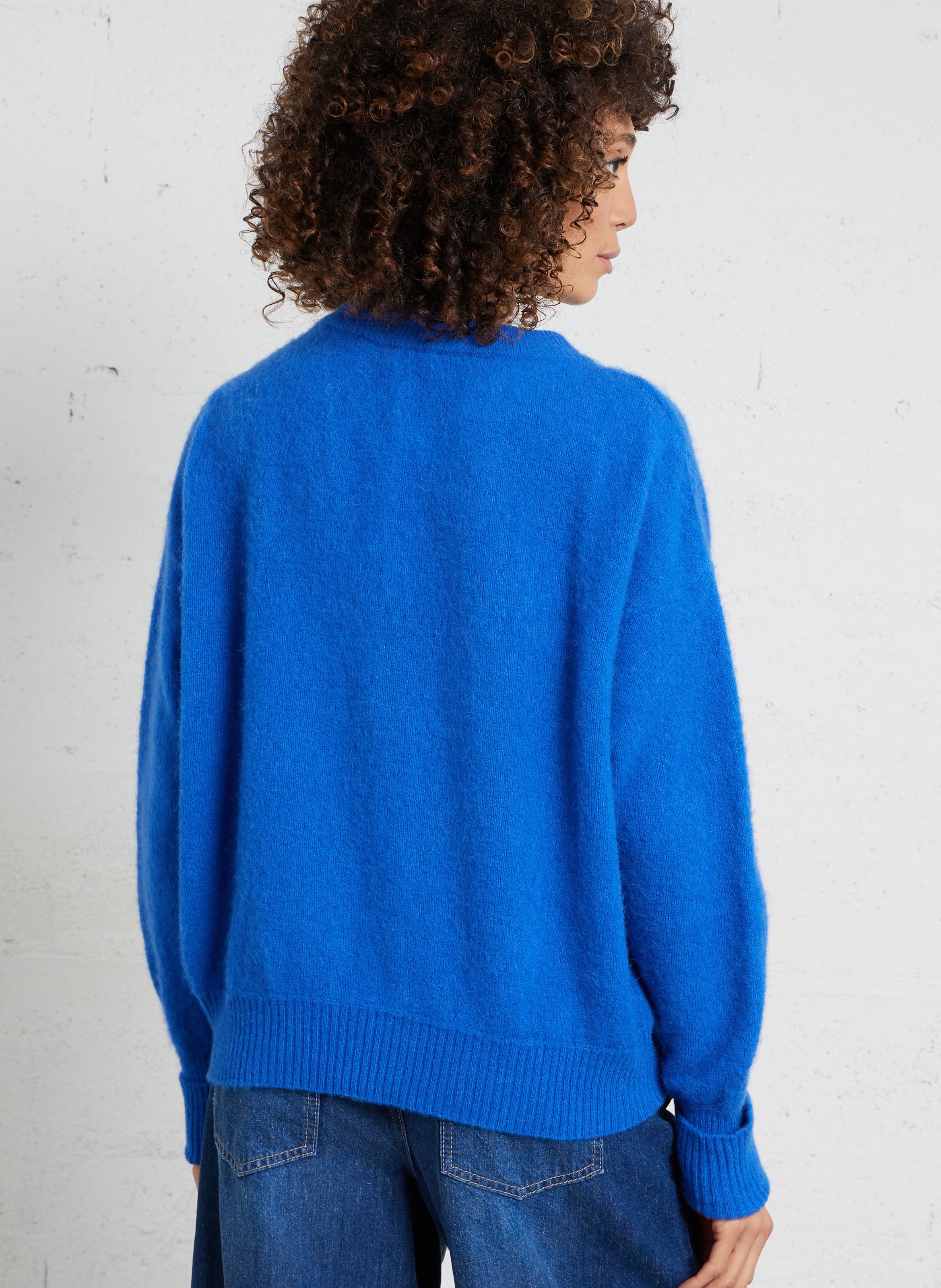 Pull ample col rond en laine mélangée vitow Bleu