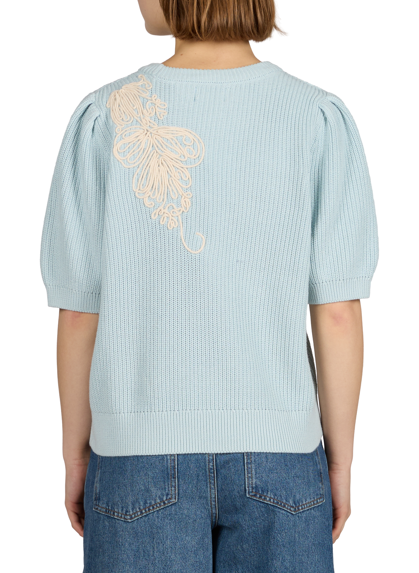 Pull à manches courtes en coton OBJECT Bleu