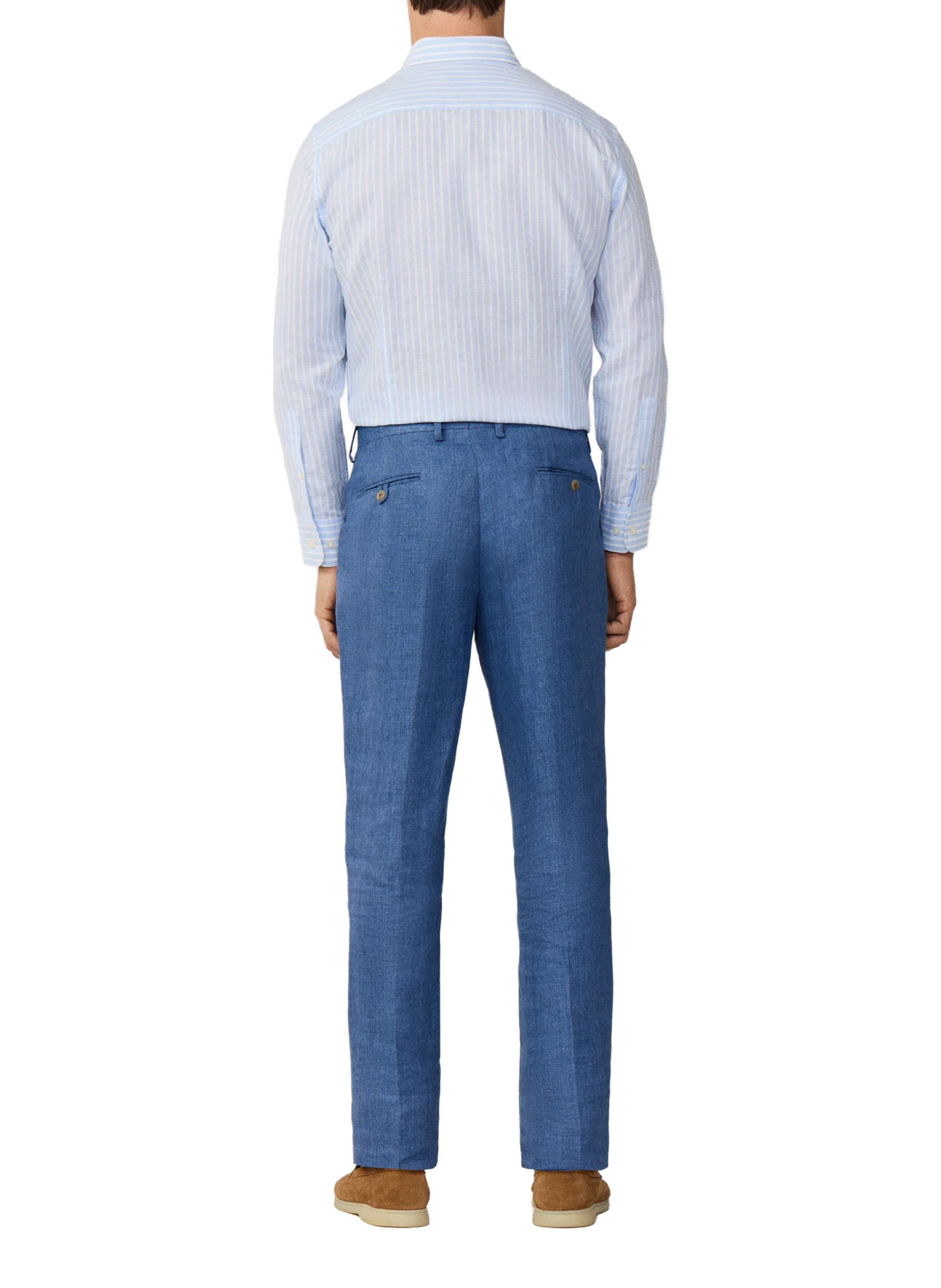 Pantalon ajusté Hopsack en lin HACKETT Bleu