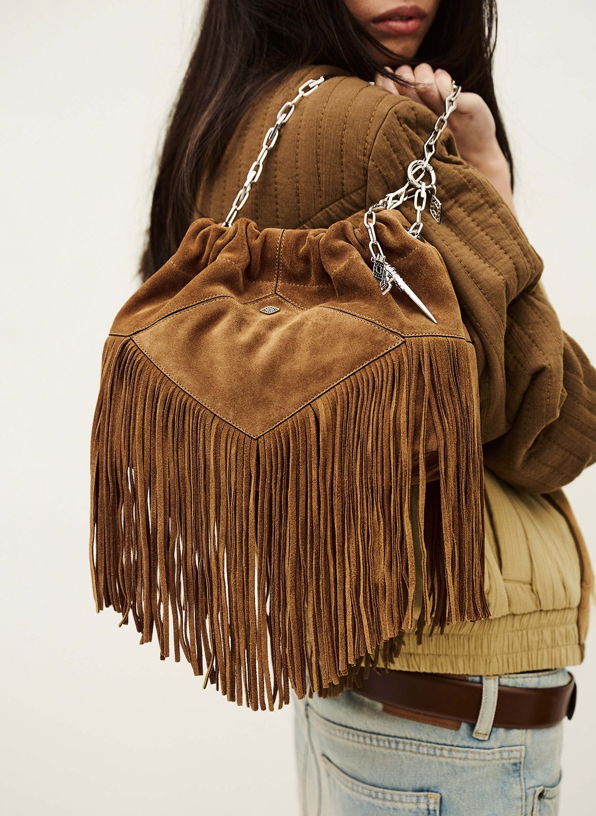 Sac porté épaule en cuir mini june tote BA&SH Marron