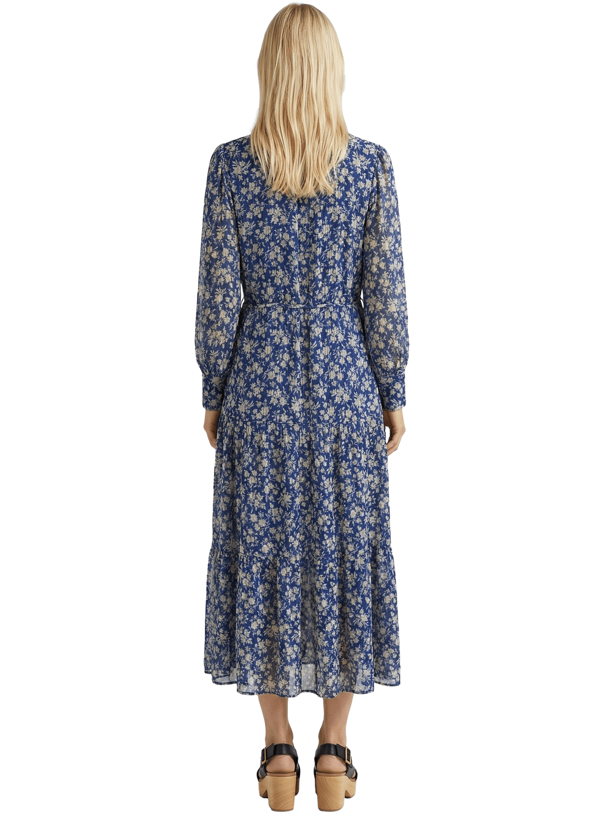 Robe longue cintrée à fleurs - ruvia GERARD DAREL Bleu