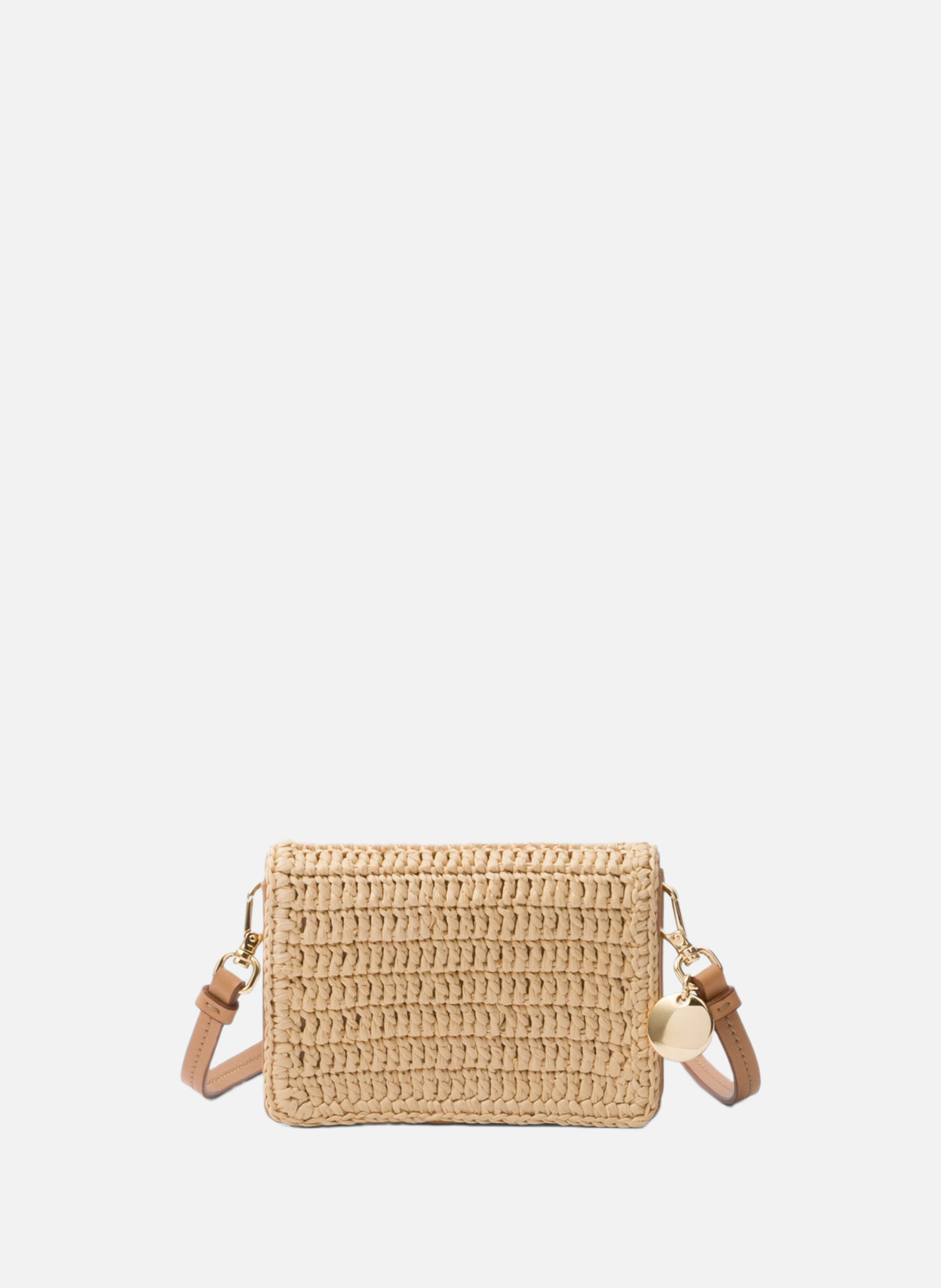 Porte-cartes en crochet avec bandoulière PRADA Beige