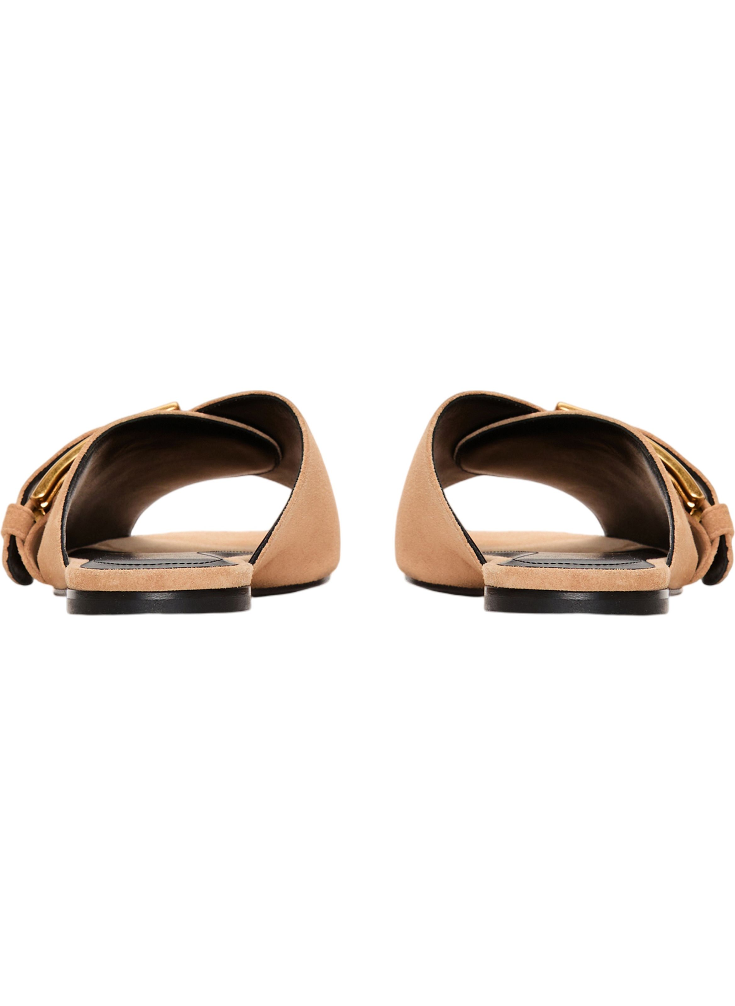 Mules anthem plates en cuir suédé BALMAIN Beige