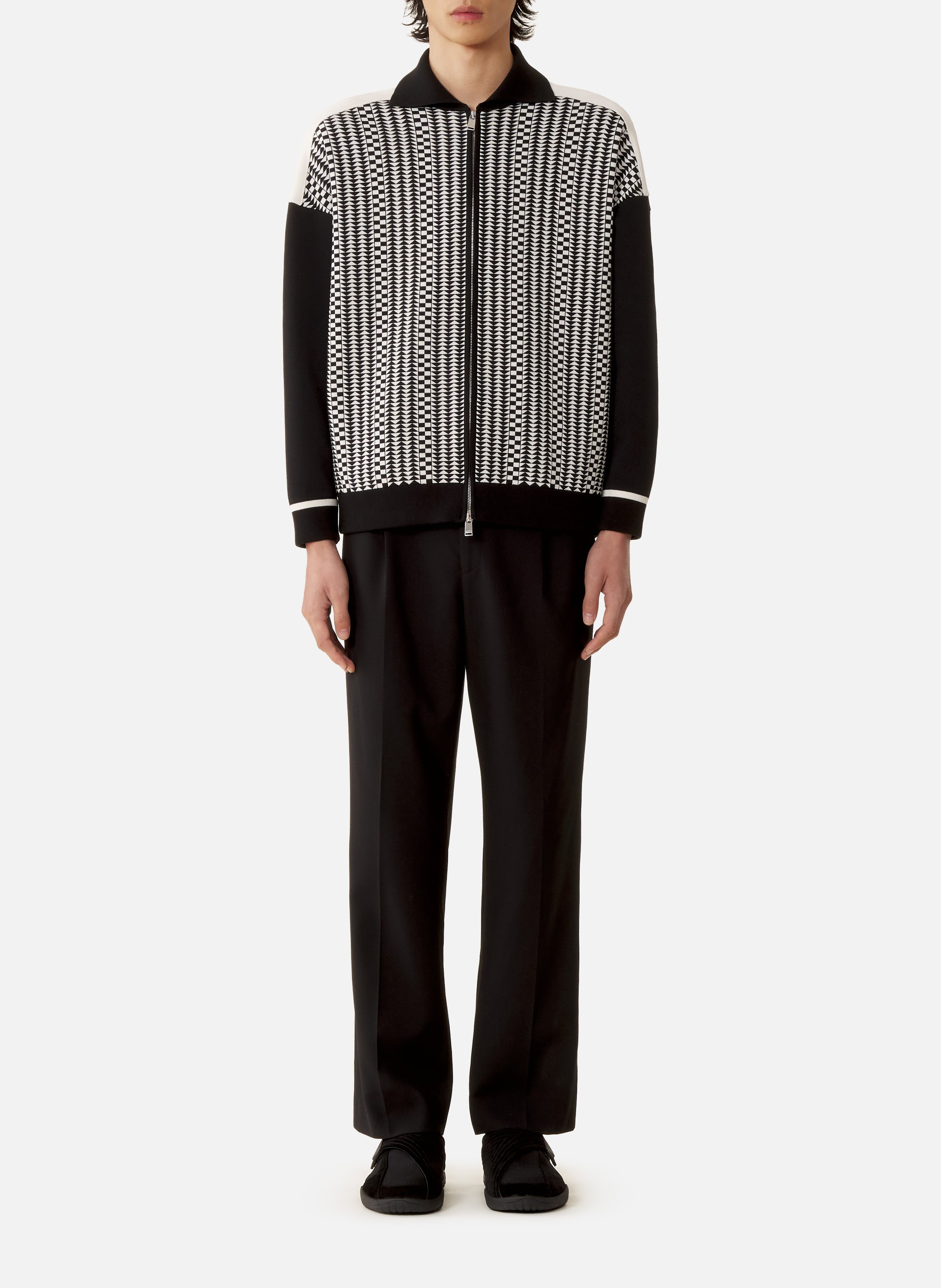 Blouson zippé en jacquard de soie et coton LANVIN Gris