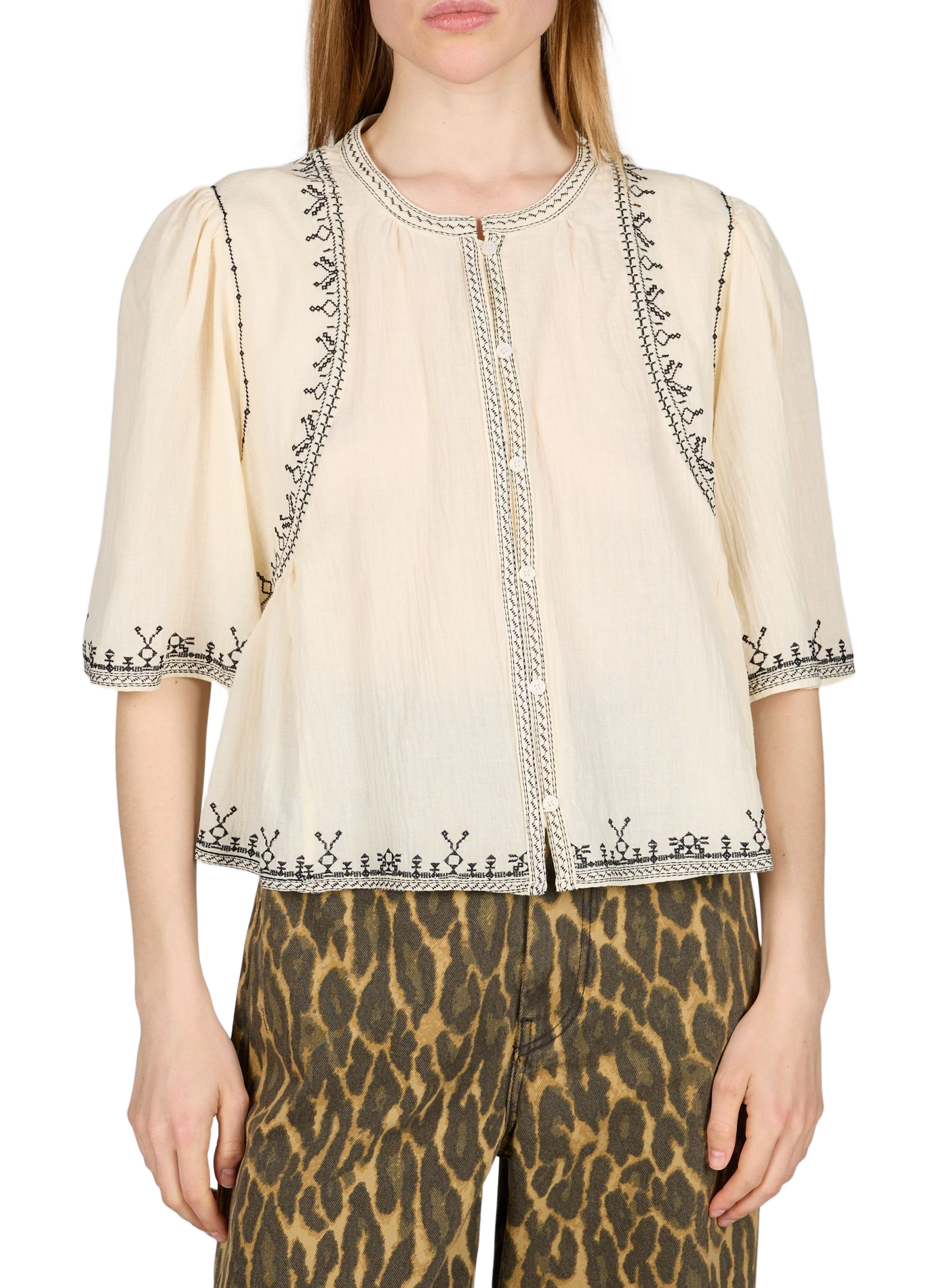 Embroidered cotton Melisca shirt ARTLOVE Yellow