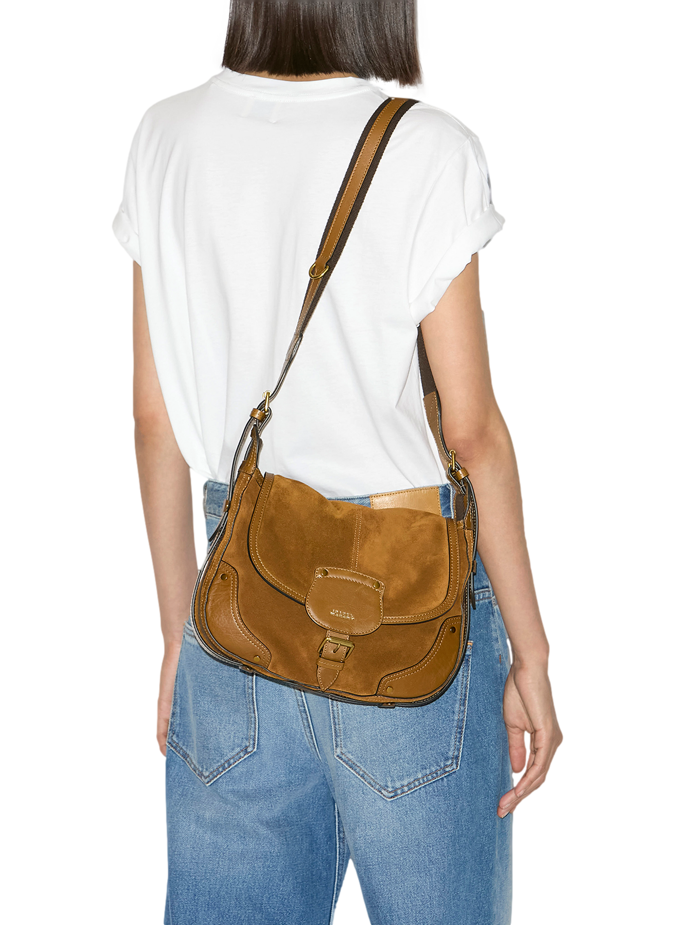 Sac besace Sierra S en cuir de veau velours ISABEL MARANT Marron