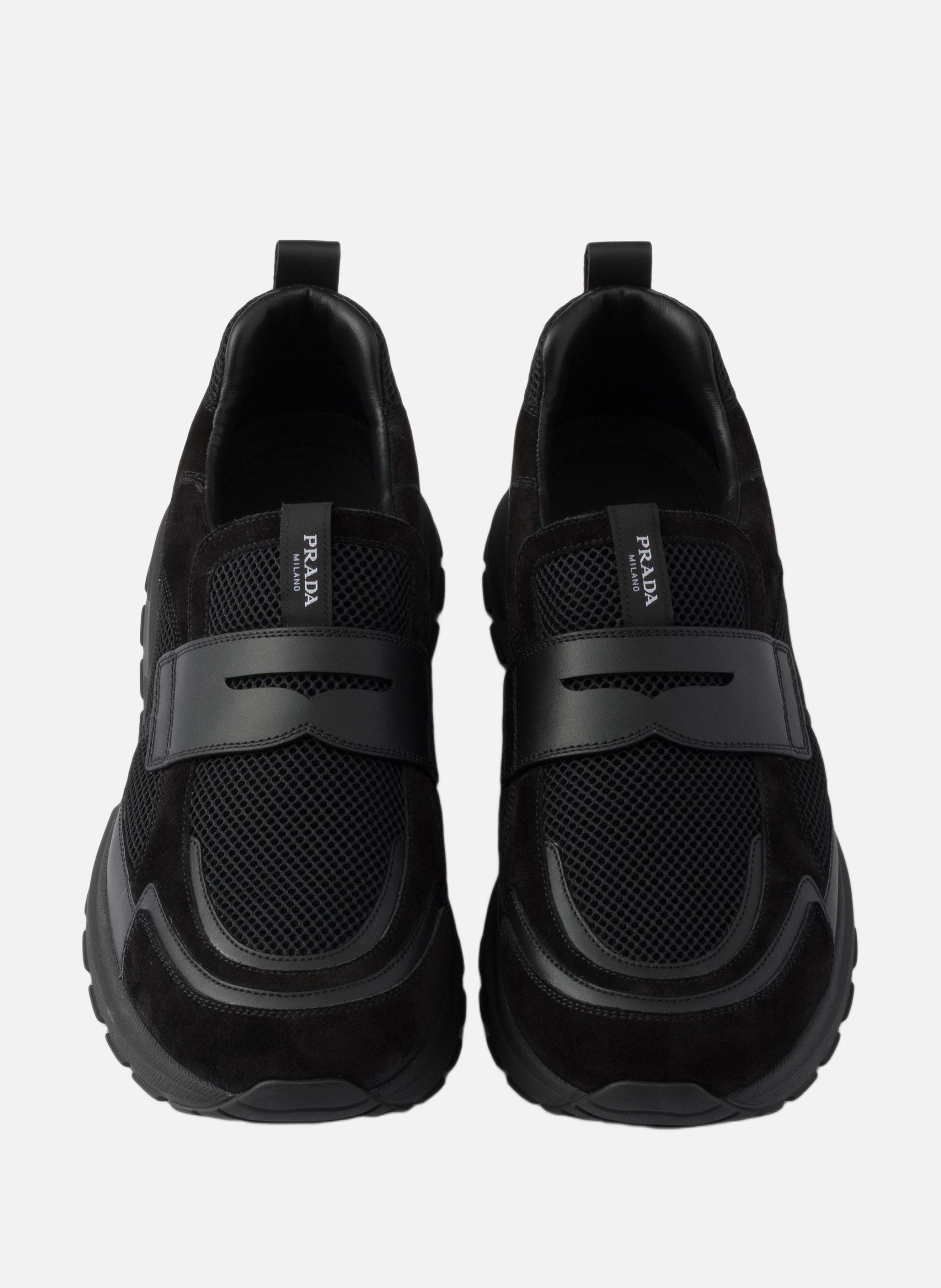 Mocassins prax en cuir et mesh PRADA Noir