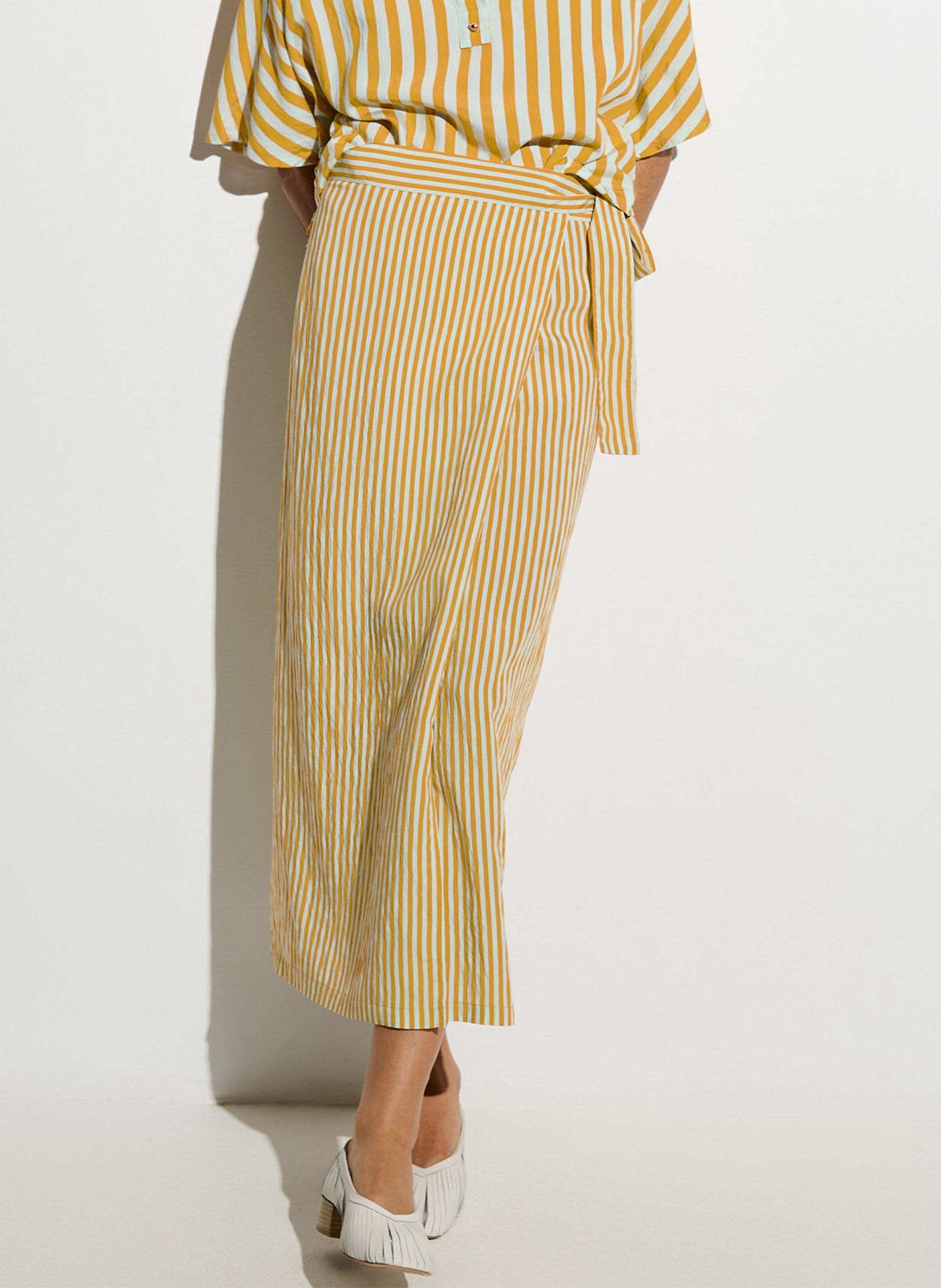 Jupe longue portefeuille rayée love st SESSUN Jaune