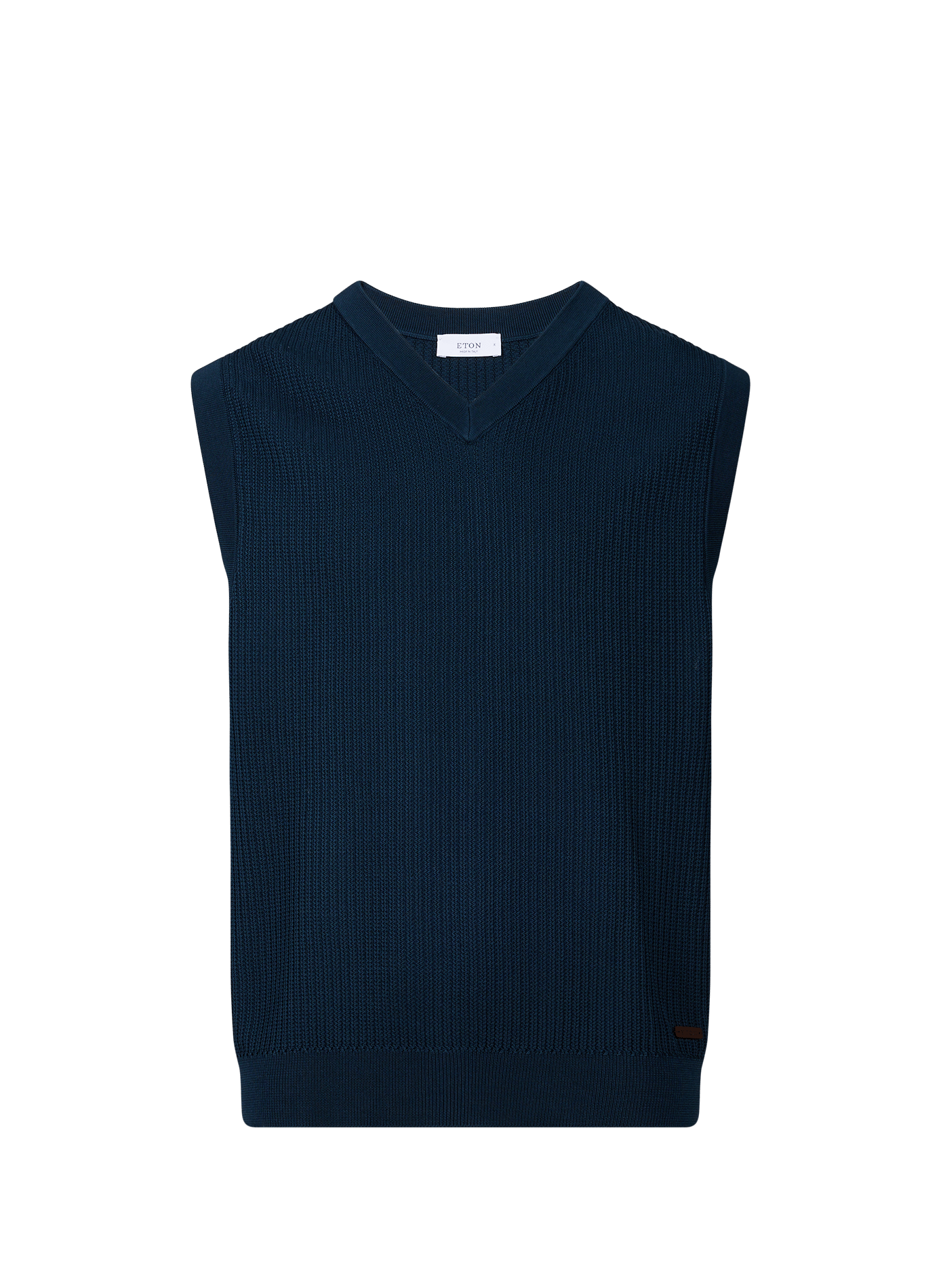 Pull col v en coton ETON Bleu