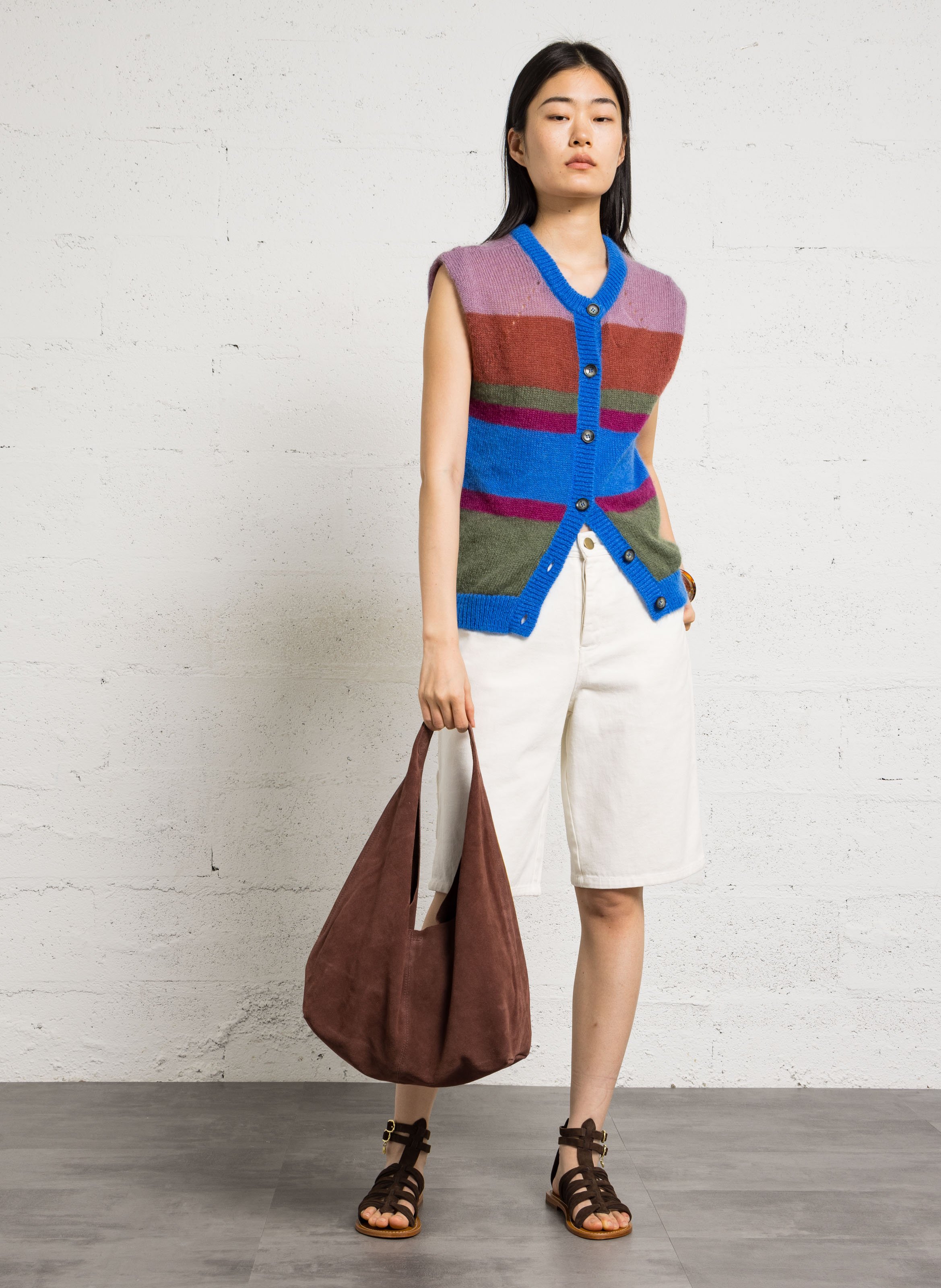 Cabas en cuir hobo m IKKS Marron