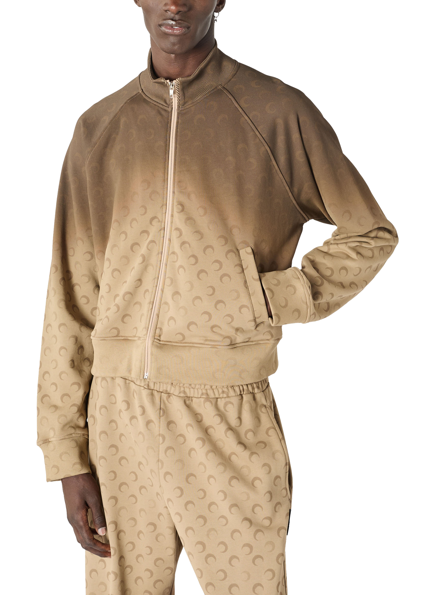 Sweatshirt zippé moon délavé en coton biologique unisexe MARINE SERRE Beige