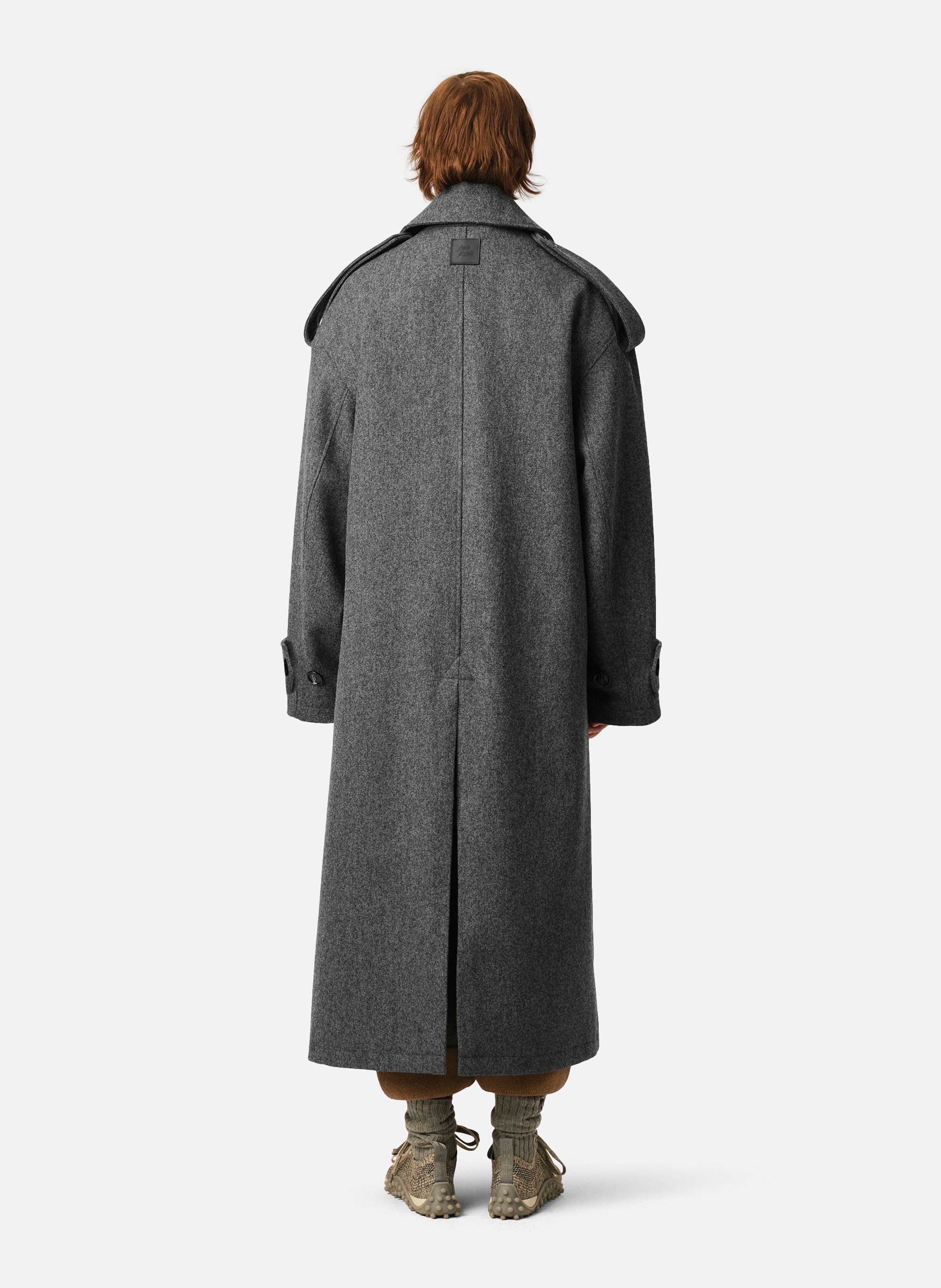 Trench coat unisexe en laine AMI PARIS Gris