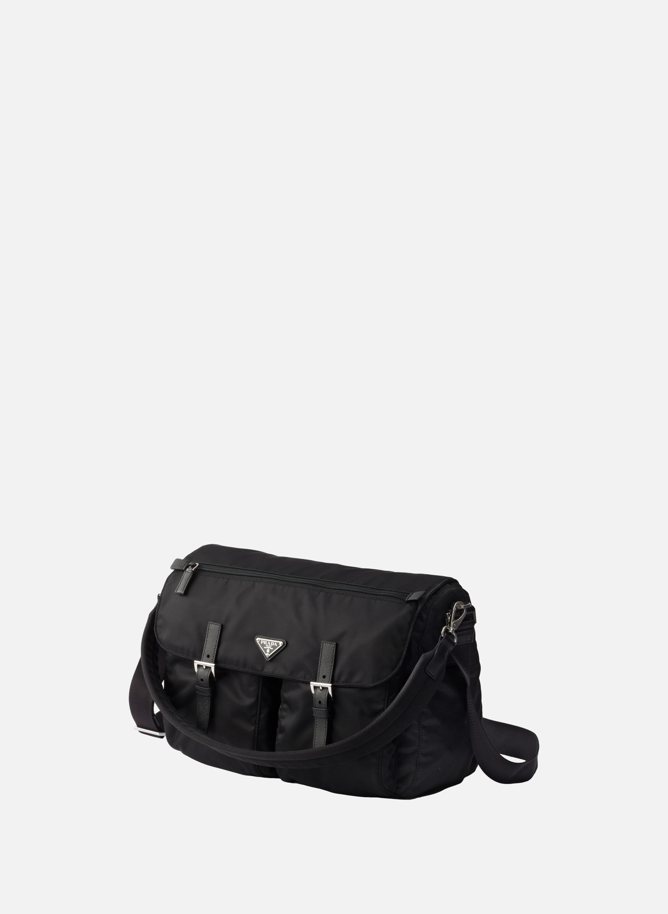 Sac porté épaule en re-nylon PRADA Noir