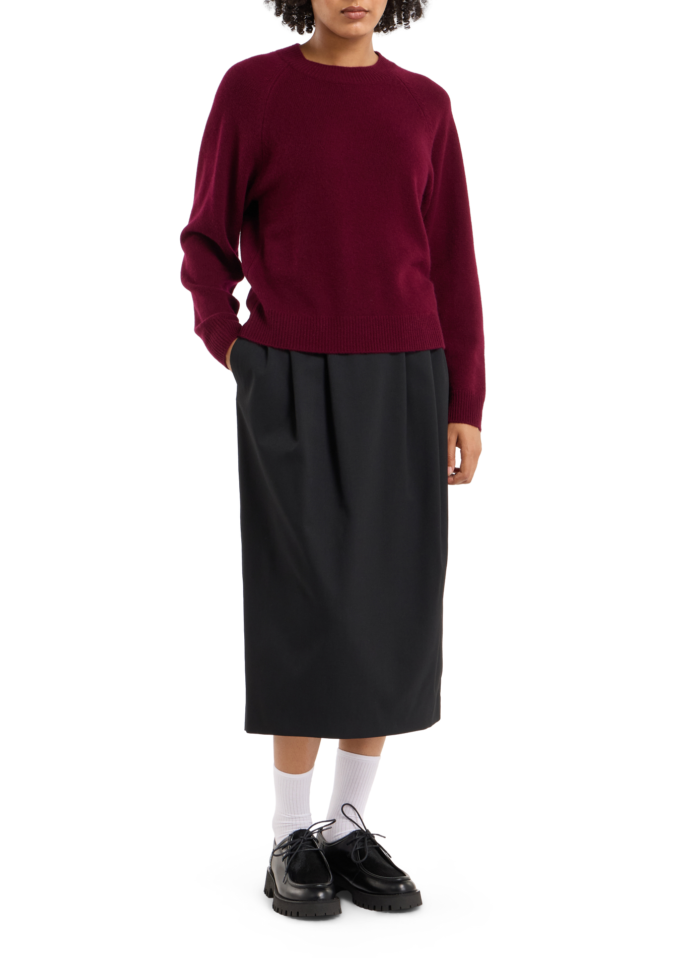 Solid color midi pencil skirt SAISON 1865 Black