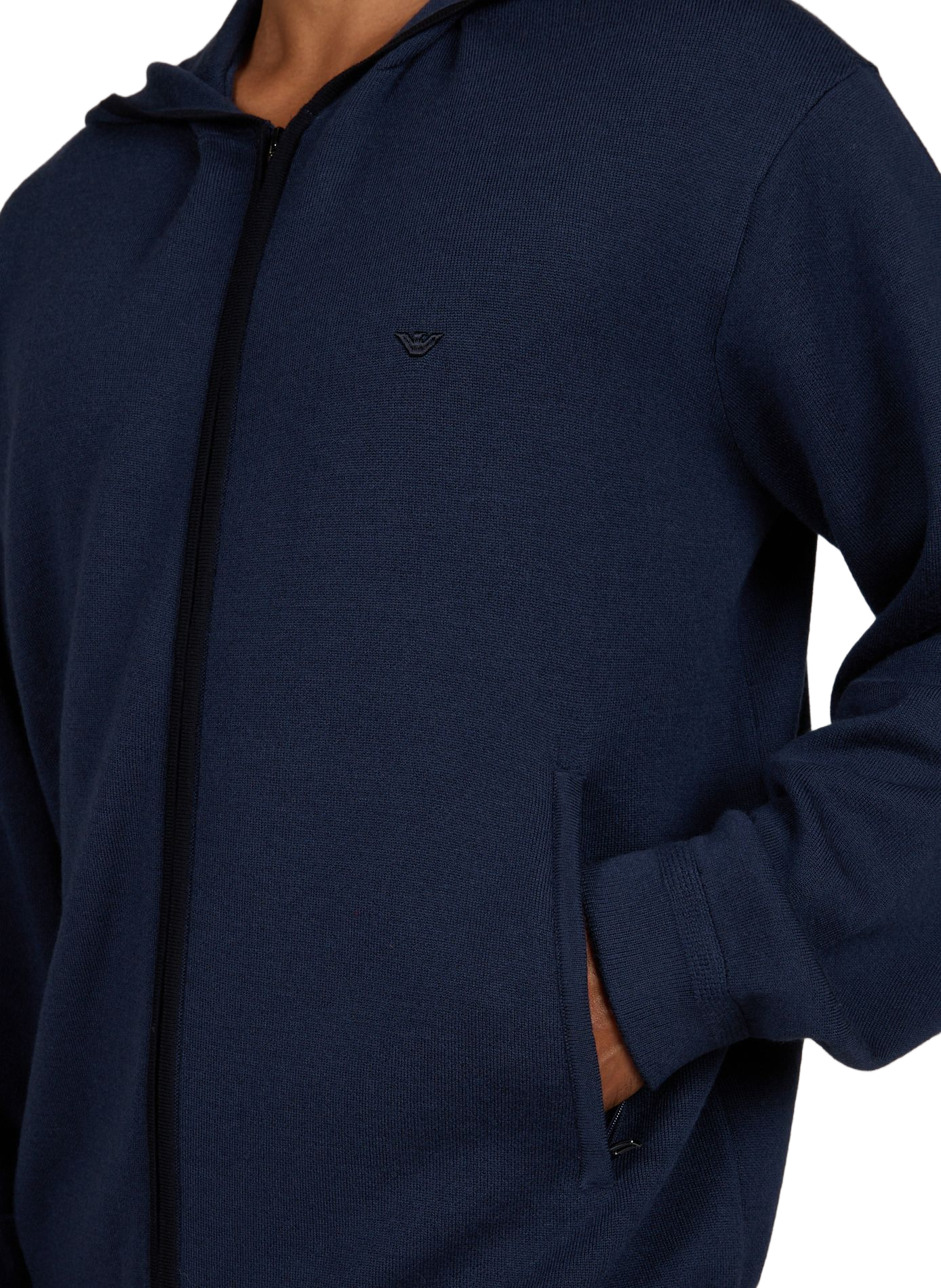 Straight hooded wool blend vest EMPORIO ARMANI Blue