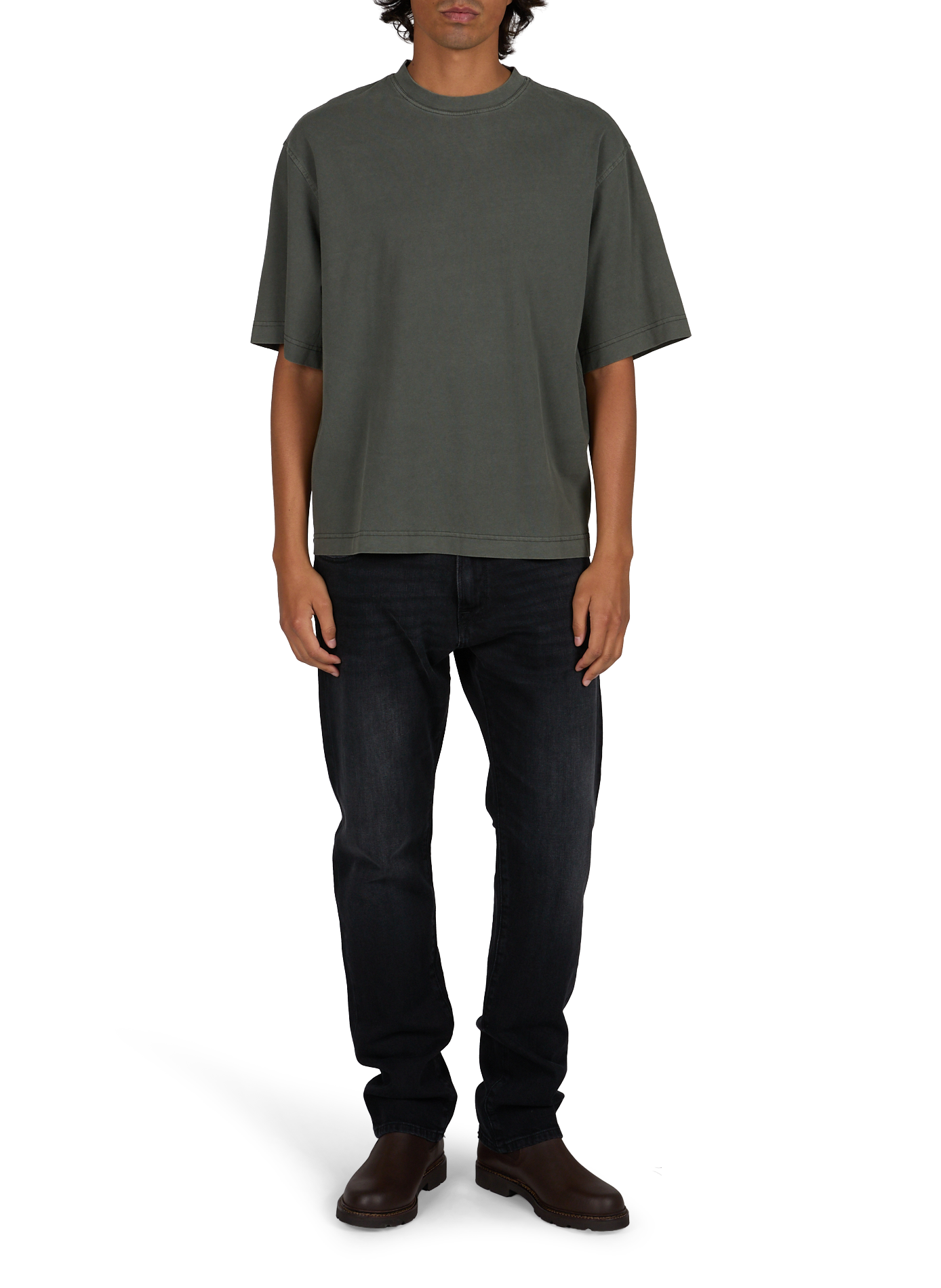 Tee-shirt oversize col rond en coton SELECTED Gris