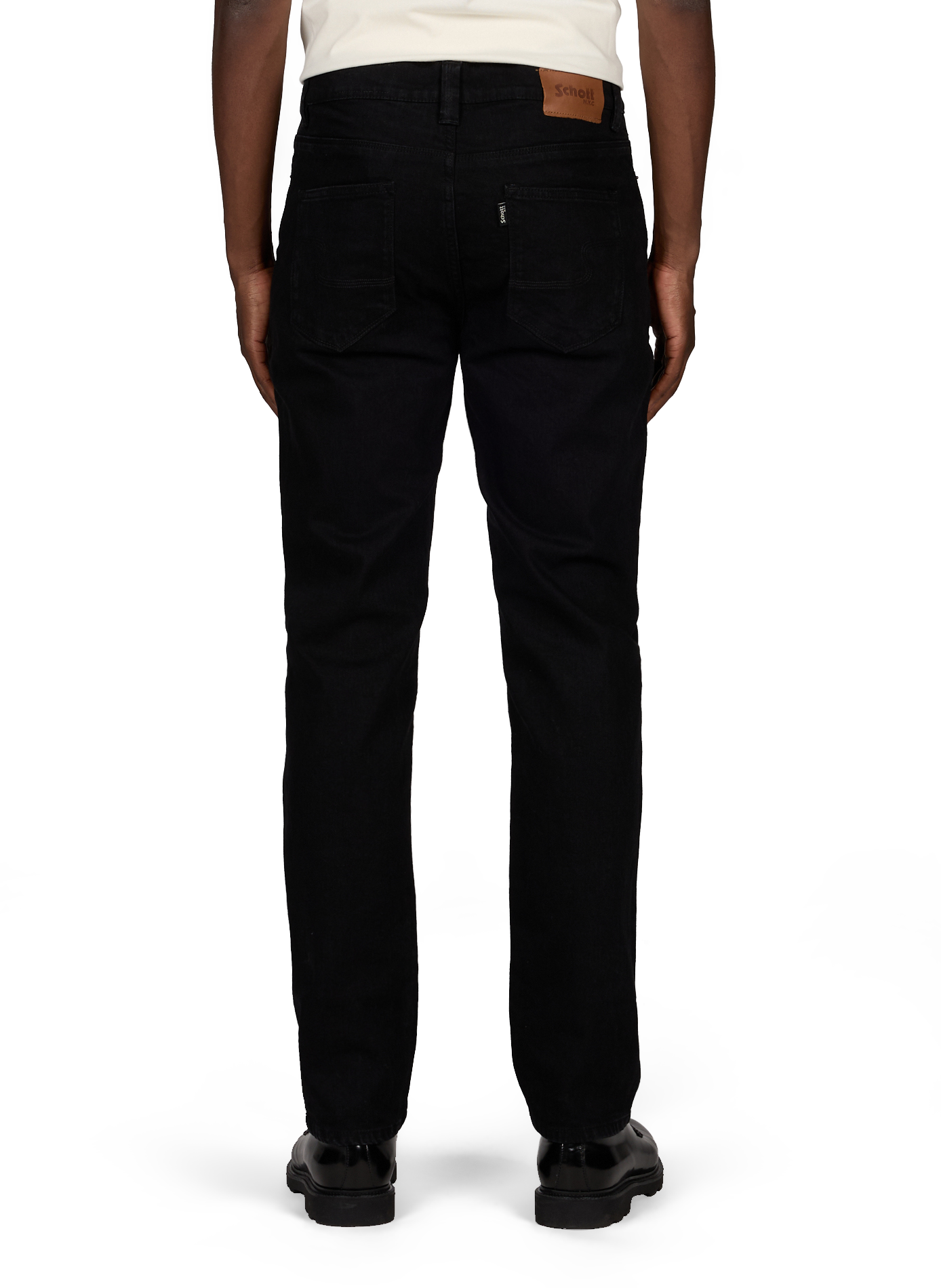 Jean droit en coton SCHOTT Noir