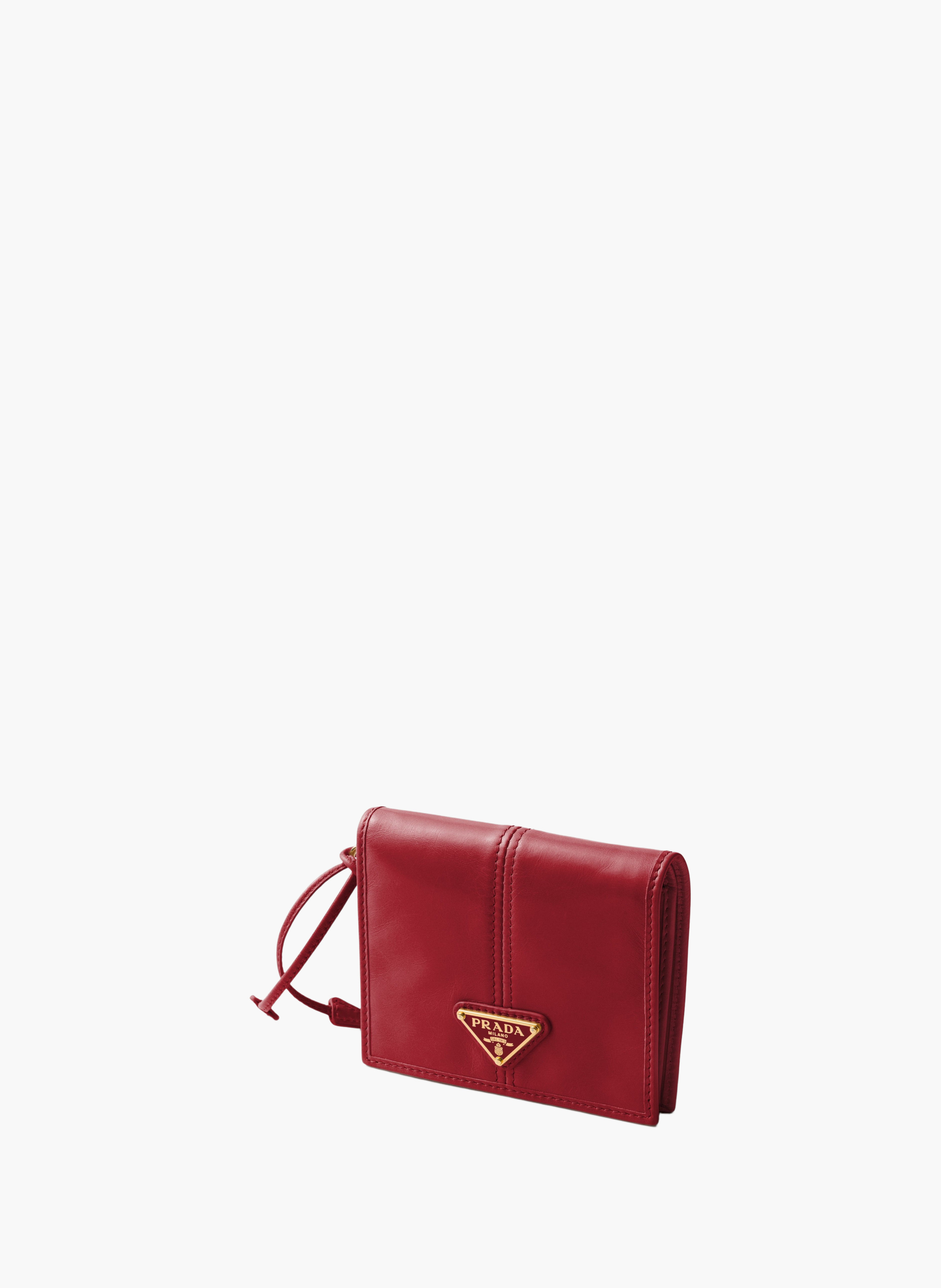 Petit portefeuille en cuir PRADA Rouge