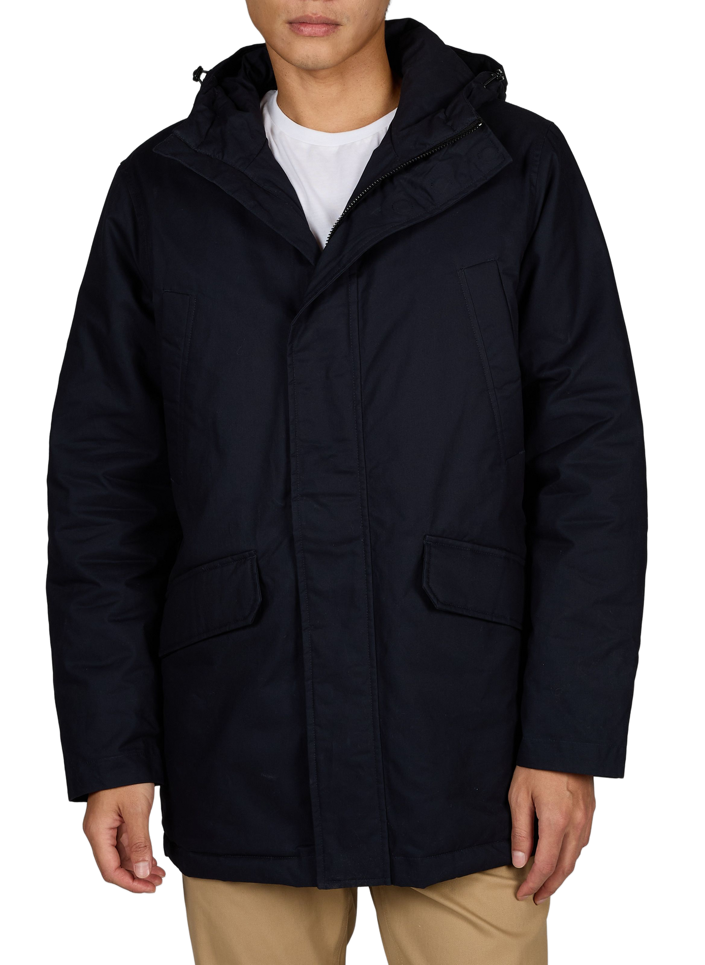 Parka mi-longue à capuche en coton AU PRINTEMPS PARIS Bleu