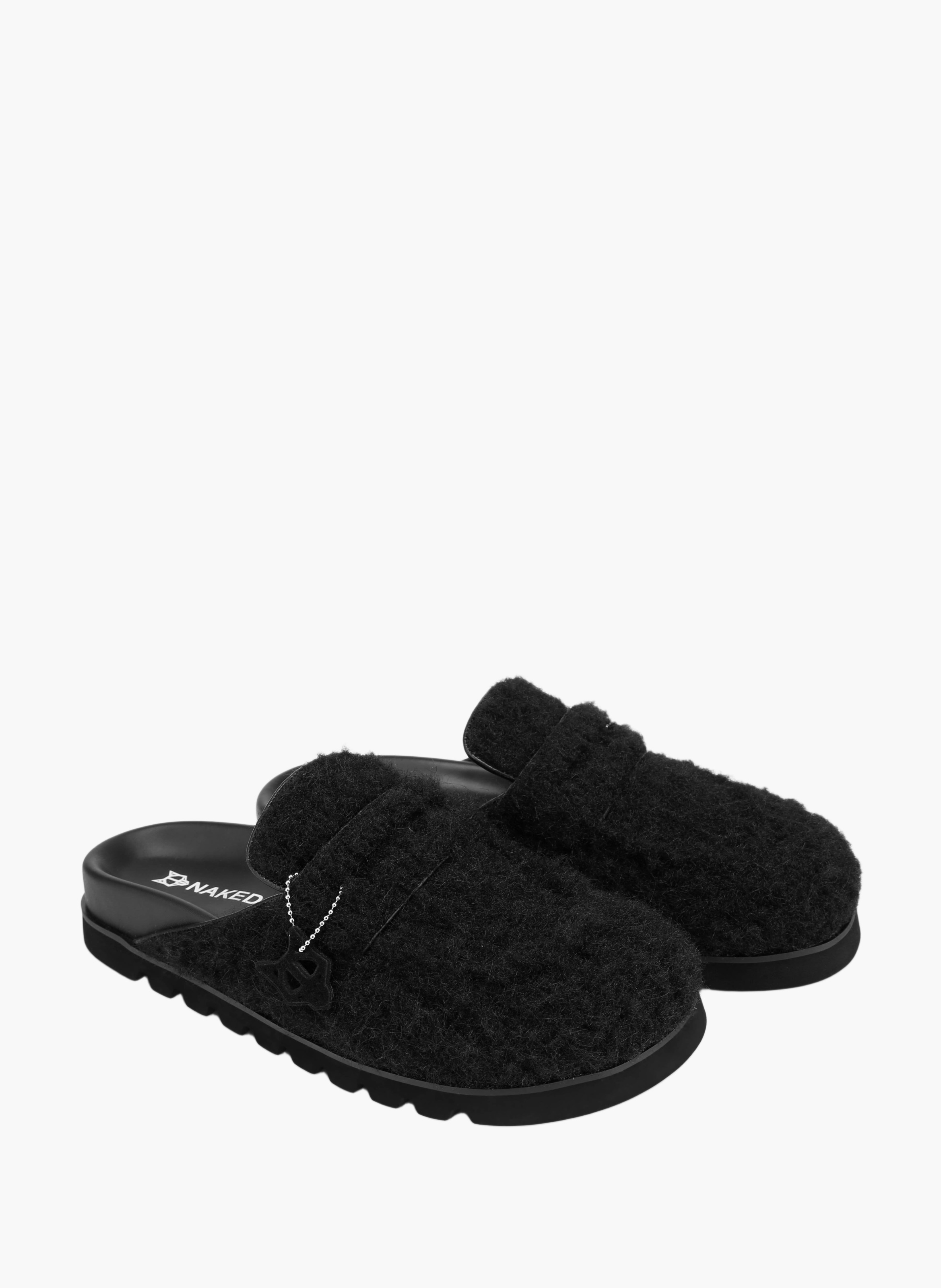 Mules cord en laine NAKED WOLFE Noir