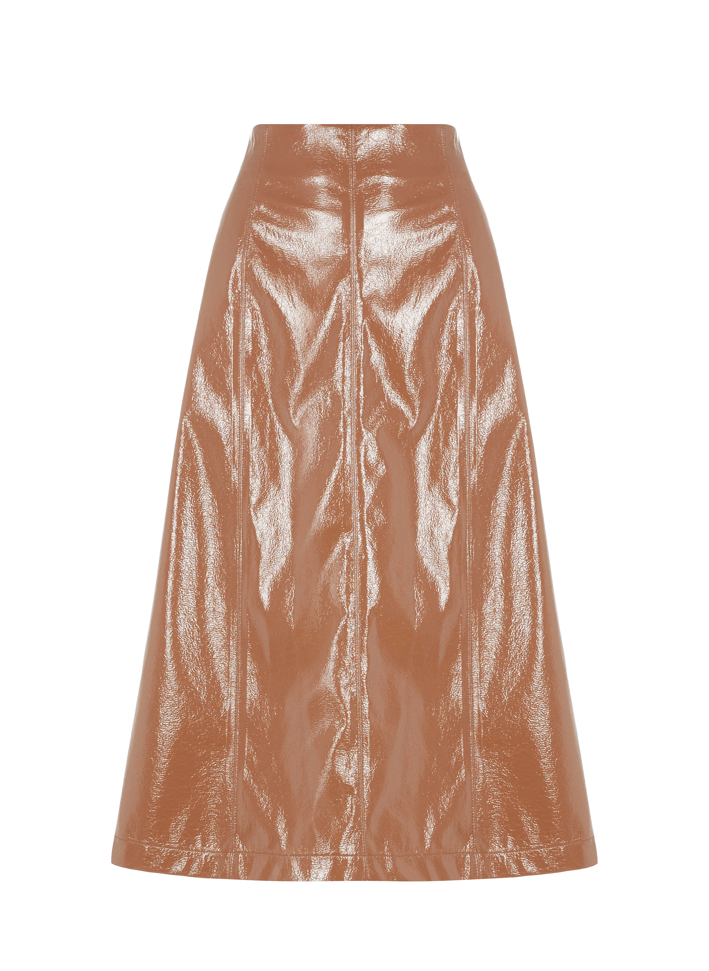 Flared vinyl midi skirt SAISON 1865 Brown
