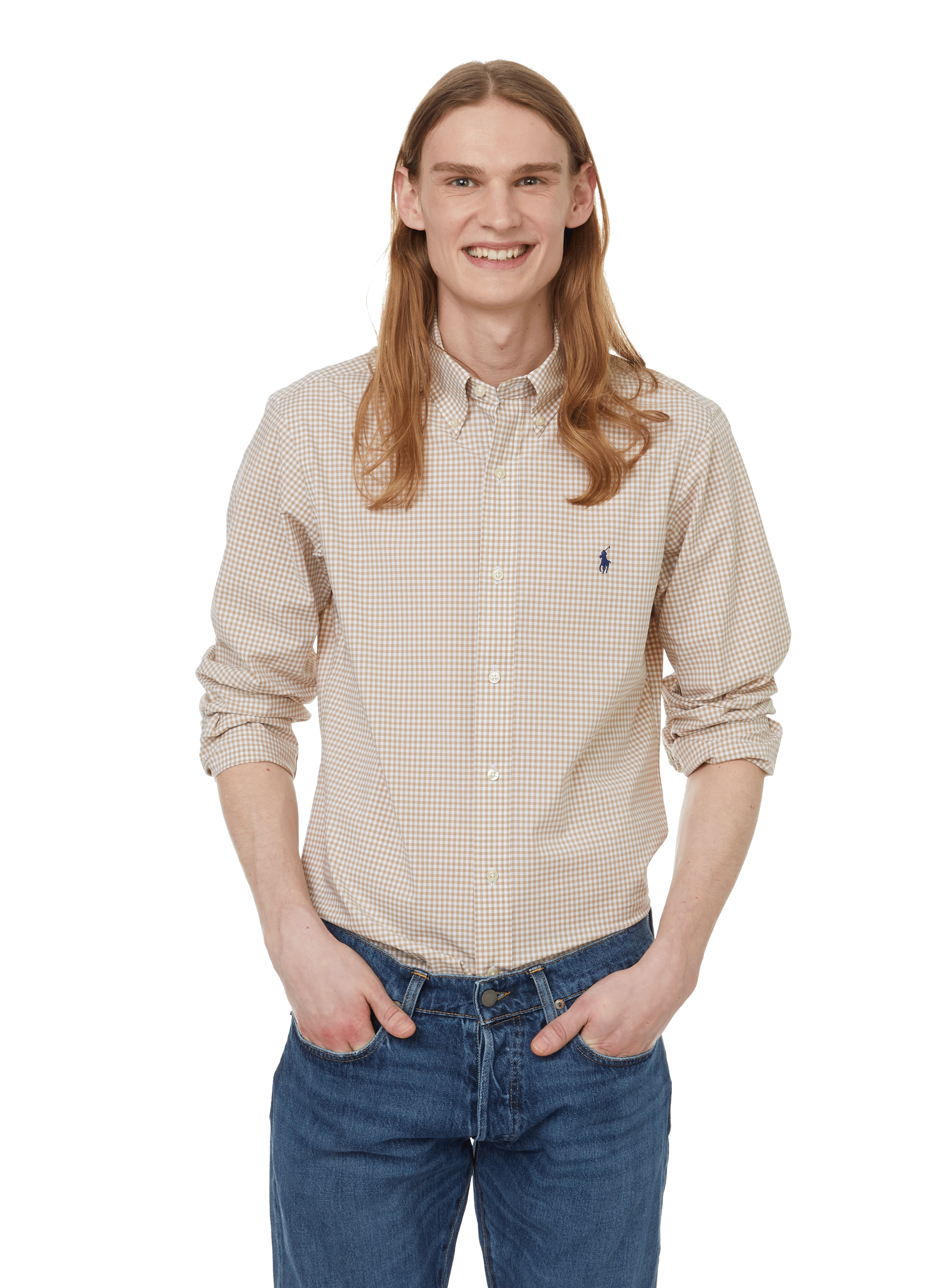 POLO RALPH LAUREN Chemise à carreaux en coton stretch Beige