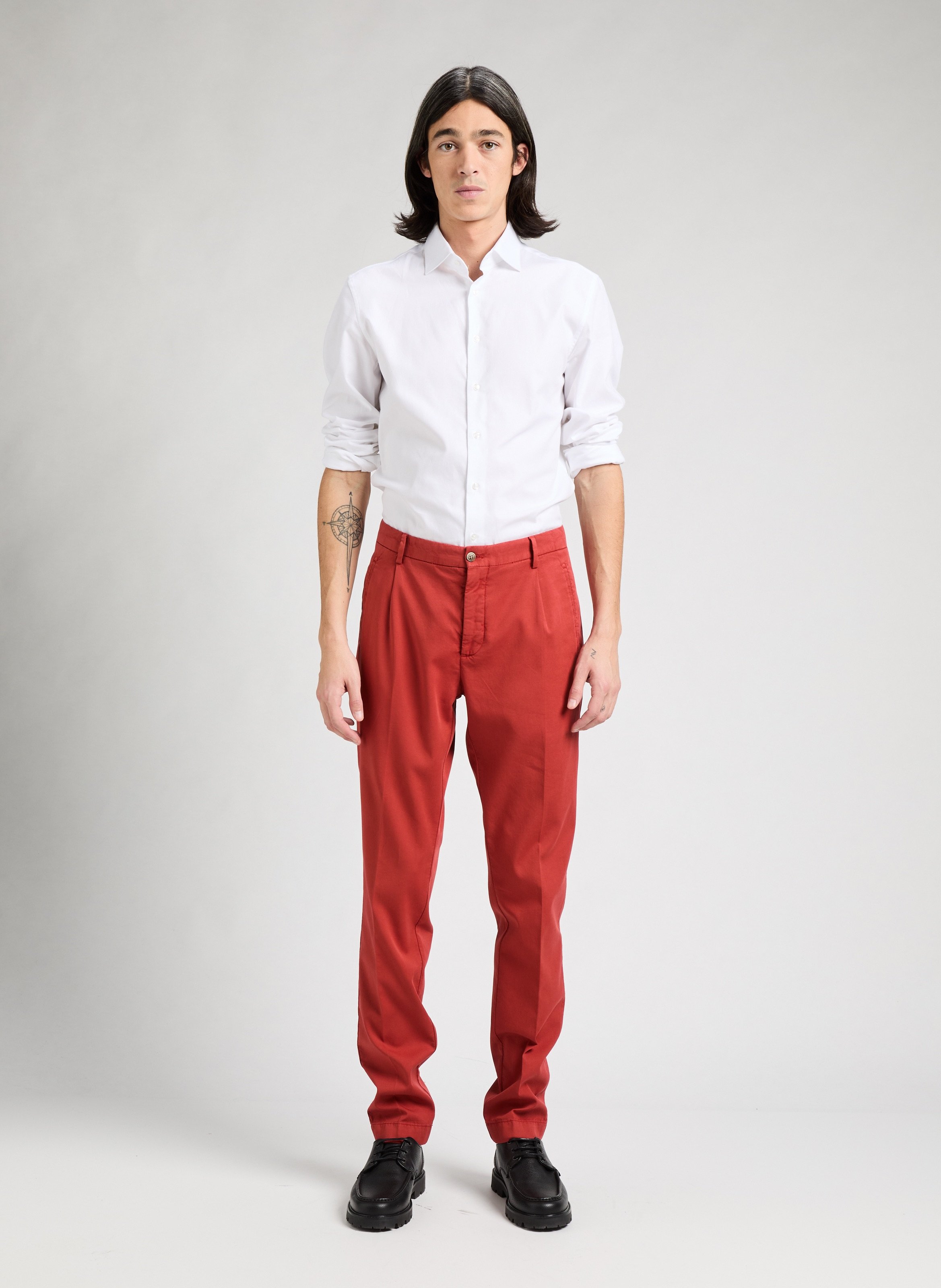 Pantalon chino en tricotine de coton HACKETT Rouge