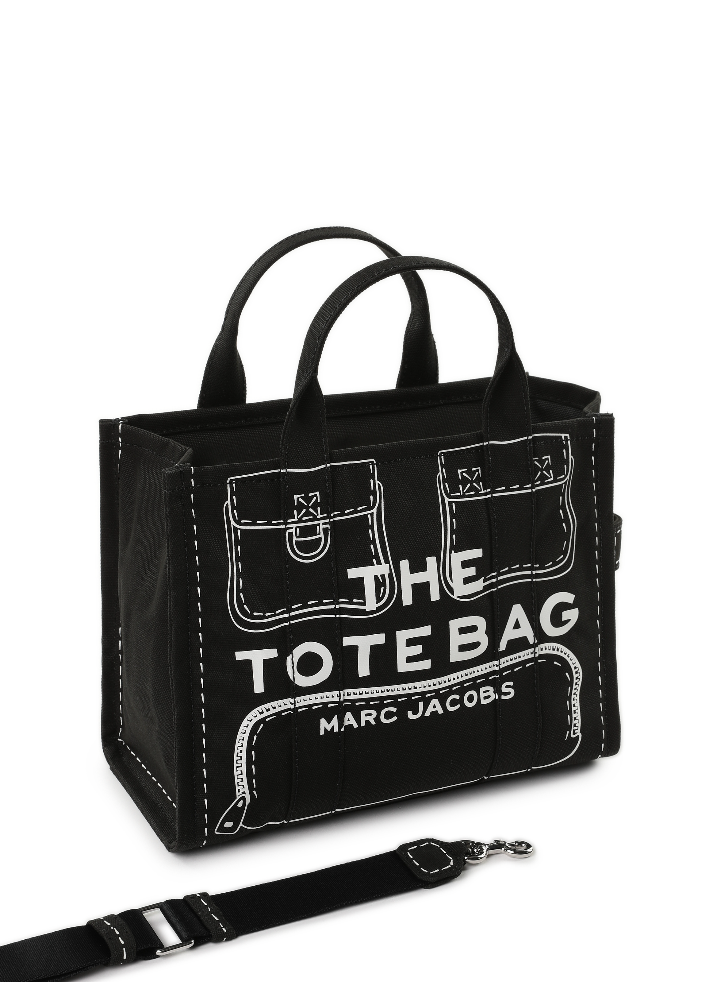 Sac cabas The Trompe l'œil Canva Médium   MARC JACOBS Noir