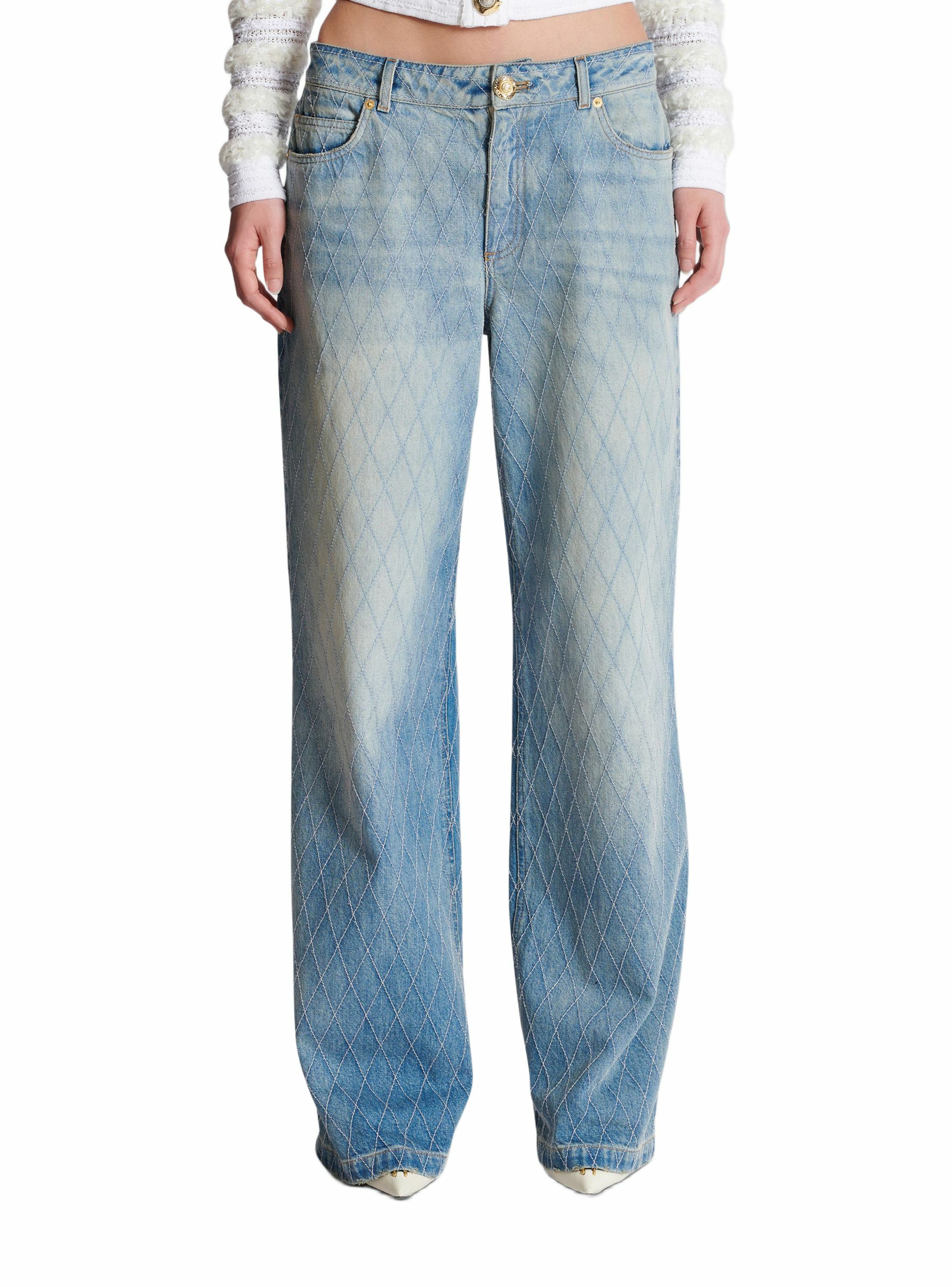 Jean droit en denim diamond BALMAIN Bleu
