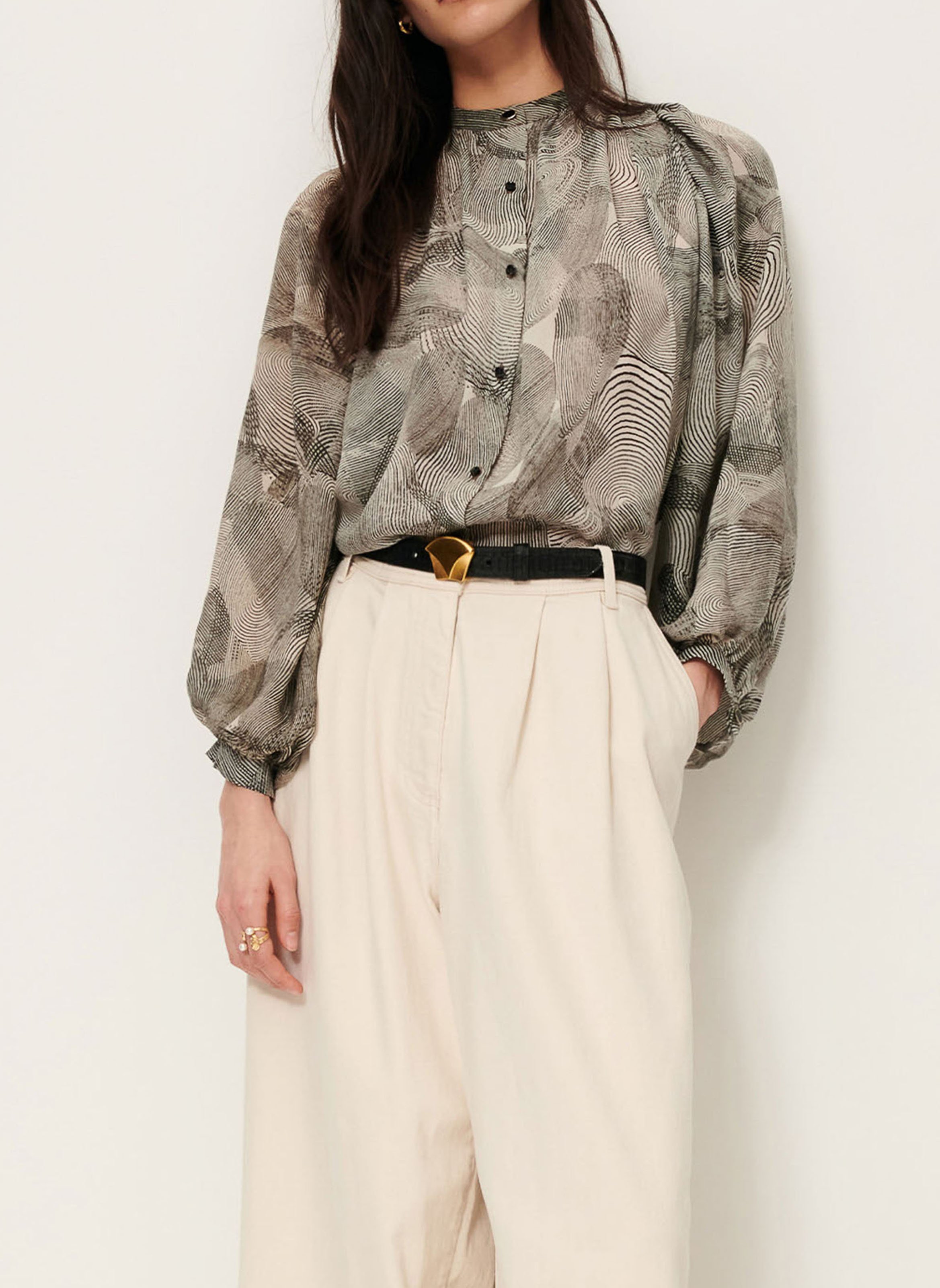 Blouse froncée à motifs en soie salva SESSUN Multicolore