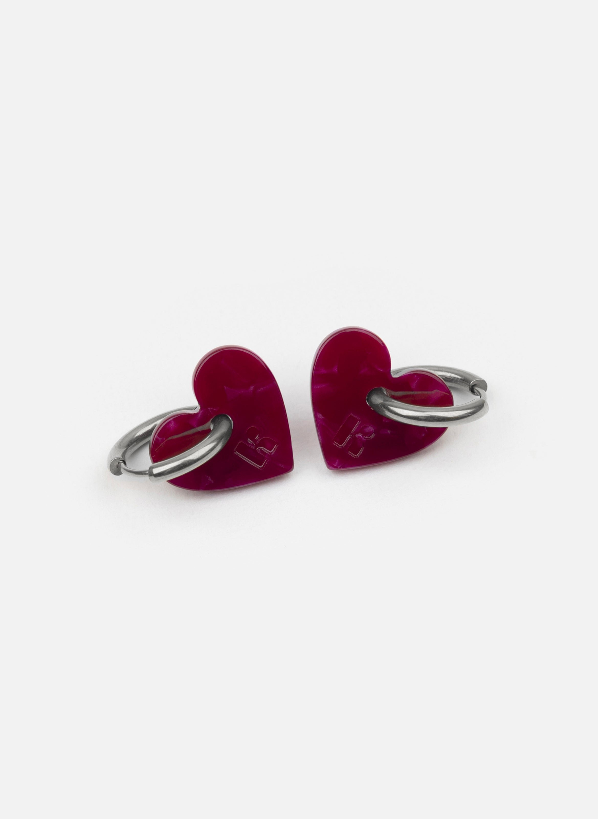 Boucles d'oreilles lova lova avec anneaux en acier inoxydable argenté KURAGE GINZA Rouge
