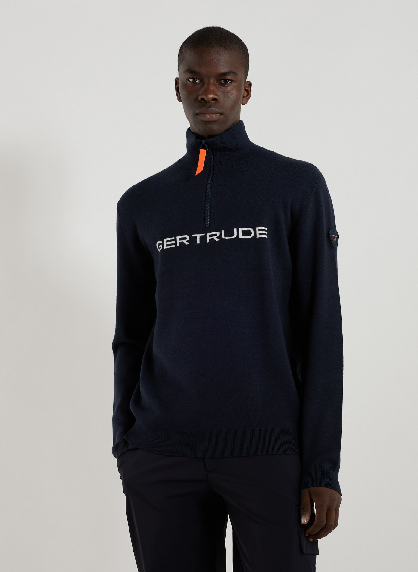 GERTRUDE ET GASTON Pull col montant zippé Bleu