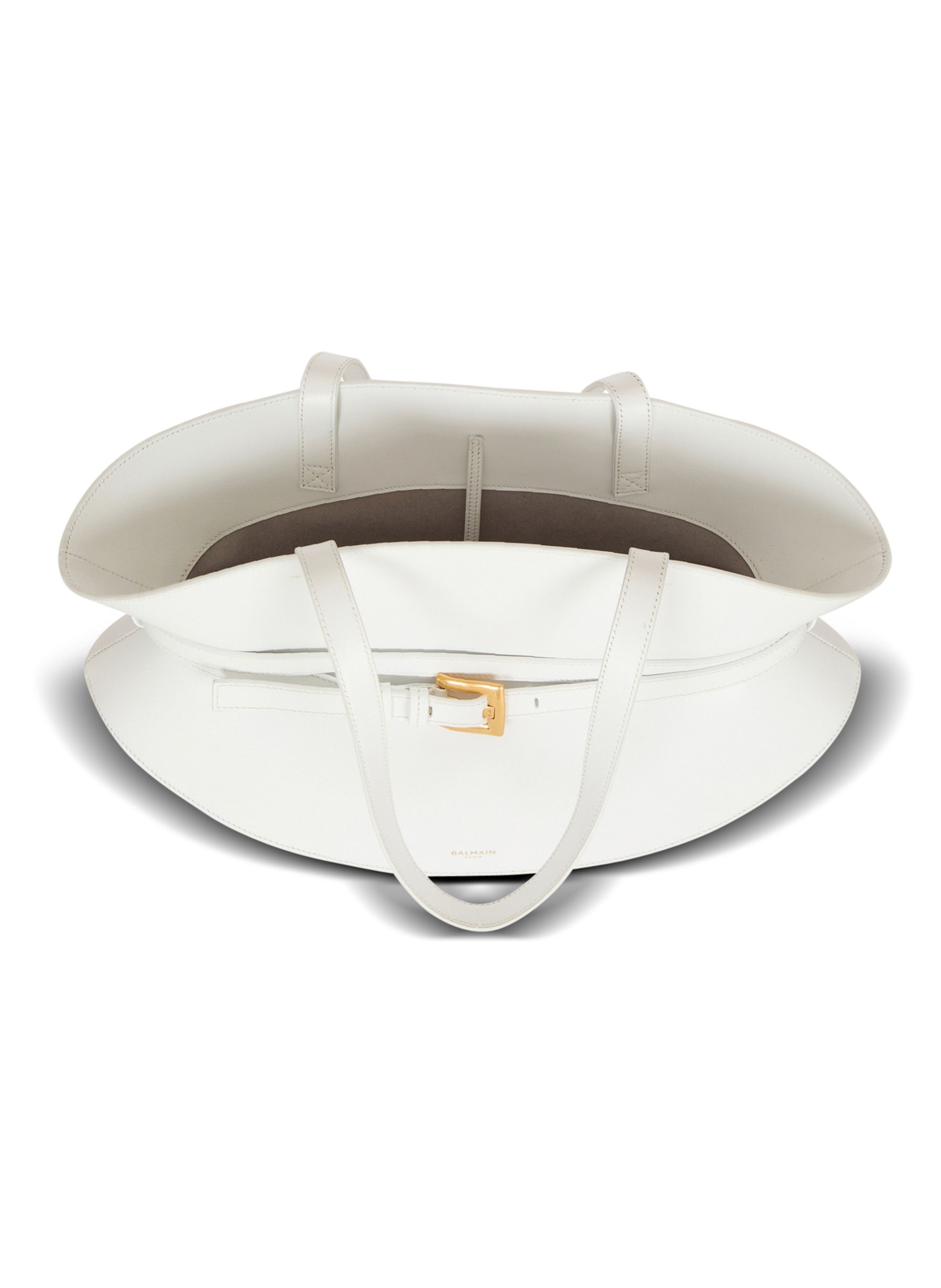 Sac shuffle medium en cuir de veau BALMAIN Blanc