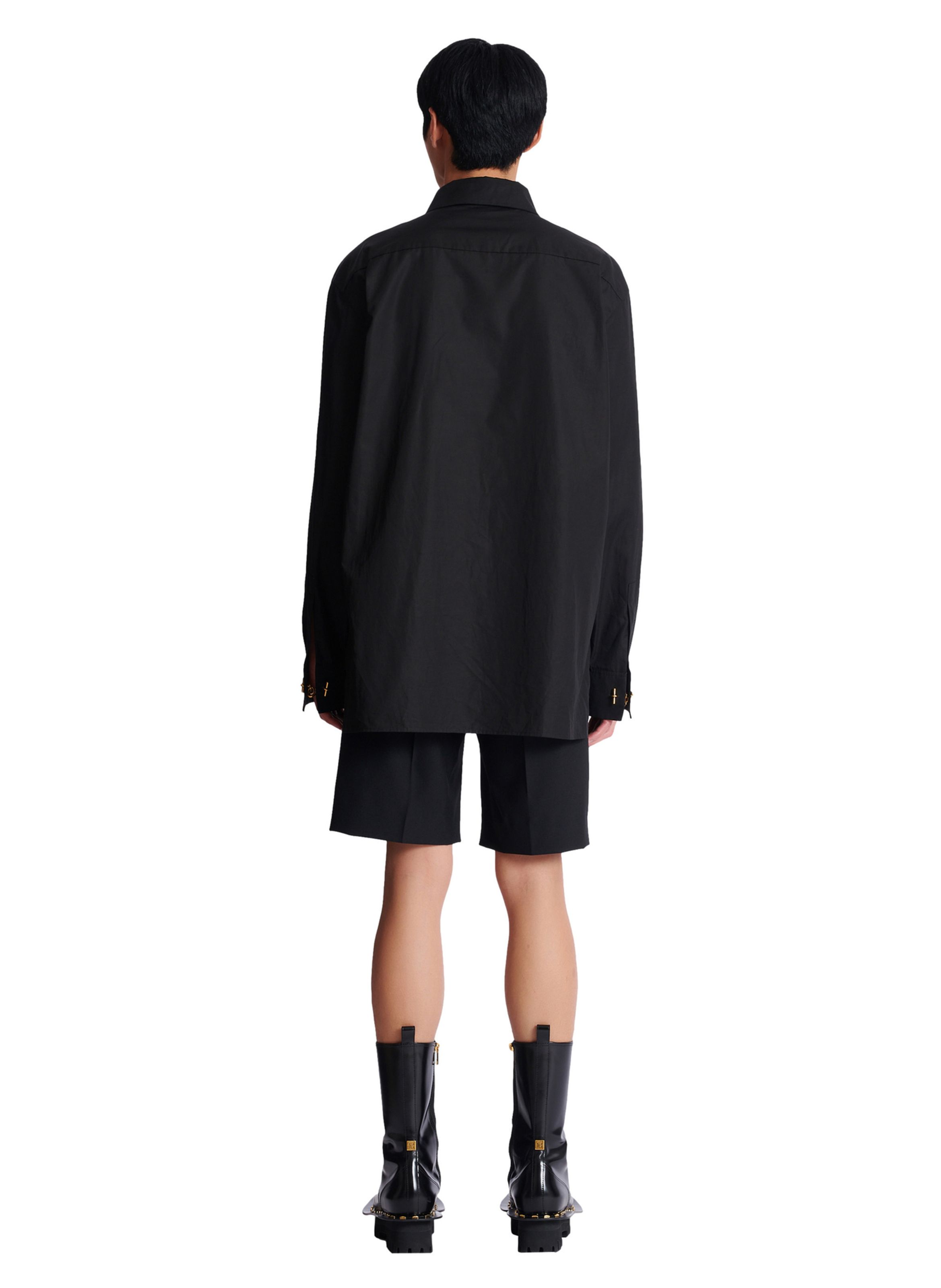 Chemise asymétrique en popeline BALMAIN Noir