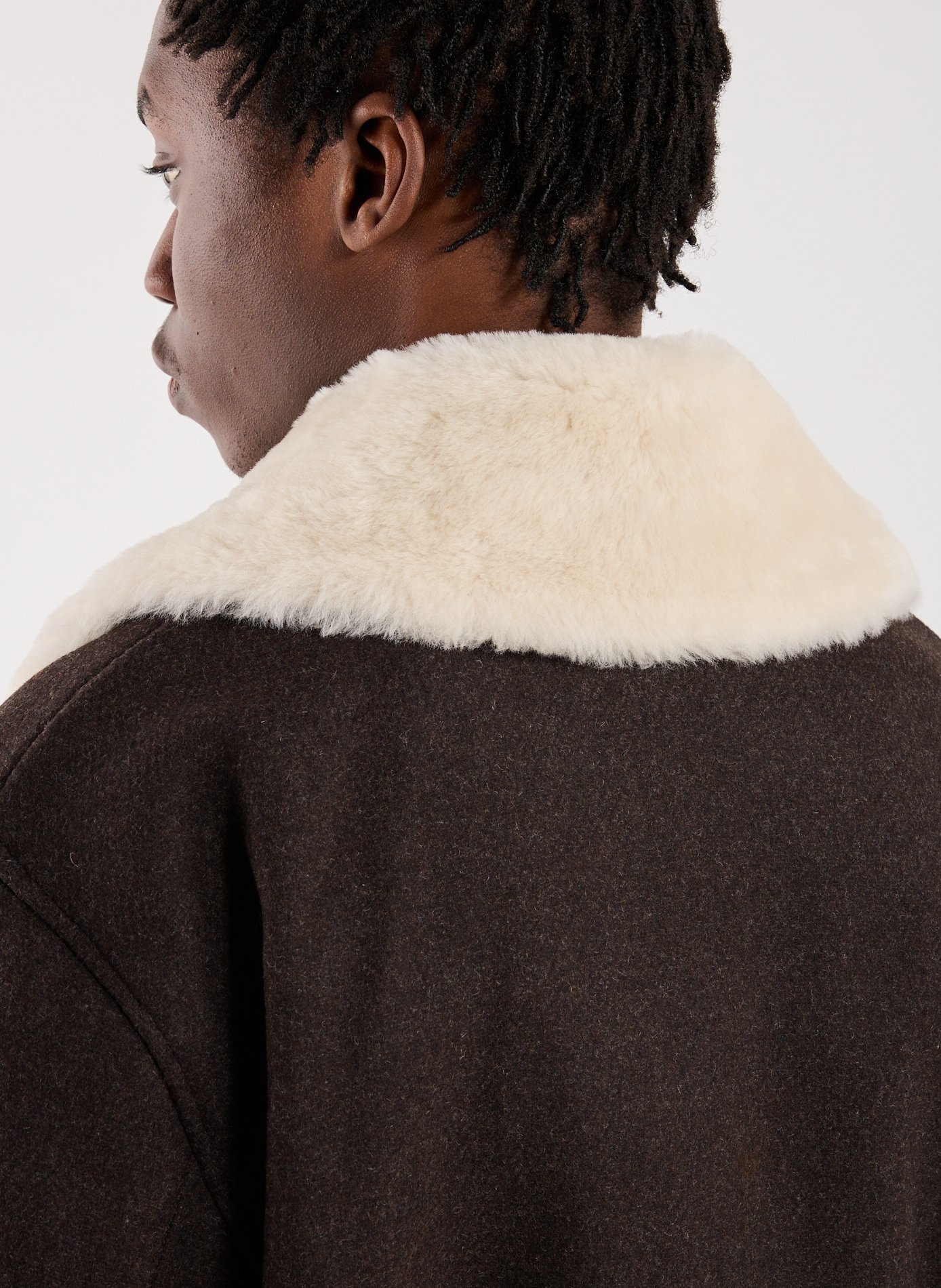 The Jacket with Contrasting Collar in Mixed Wool DROLE DE MONSIEUR Brown