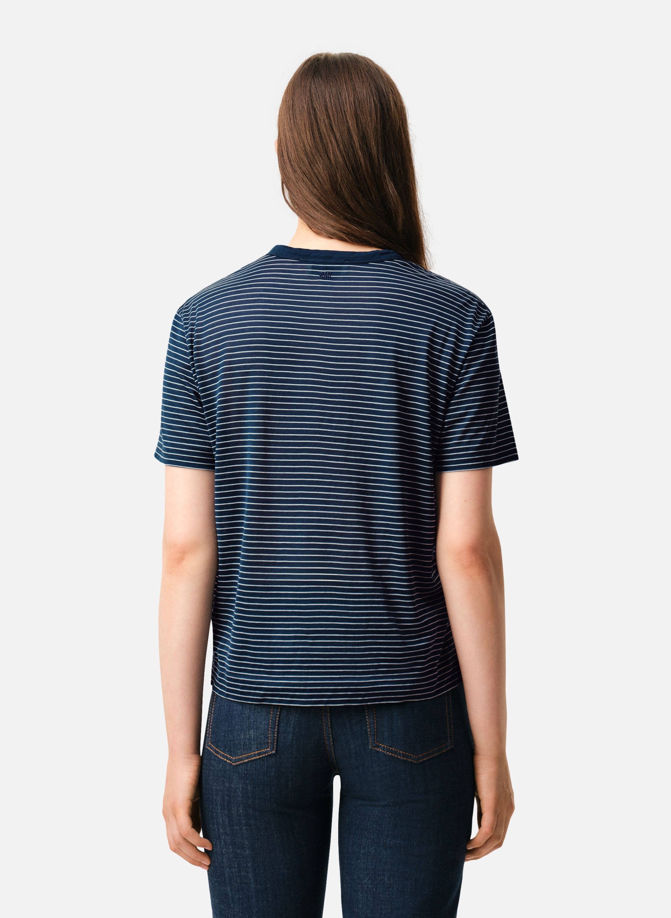 T-shirt rayé ami de coeur en coton AMI PARIS Bleu